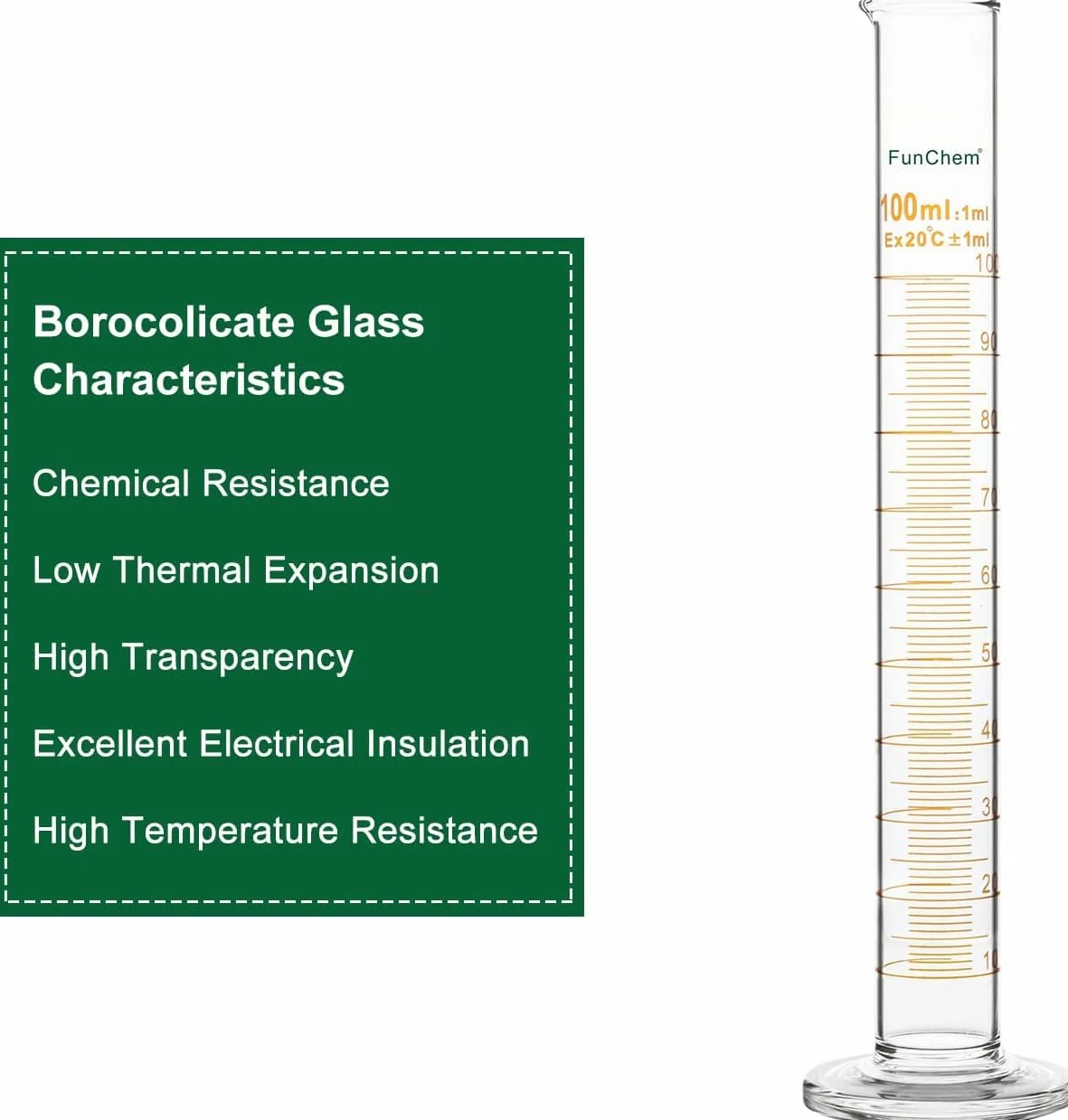 Probeta graduada de vidrio de borosilicato 100 ml con boquilla