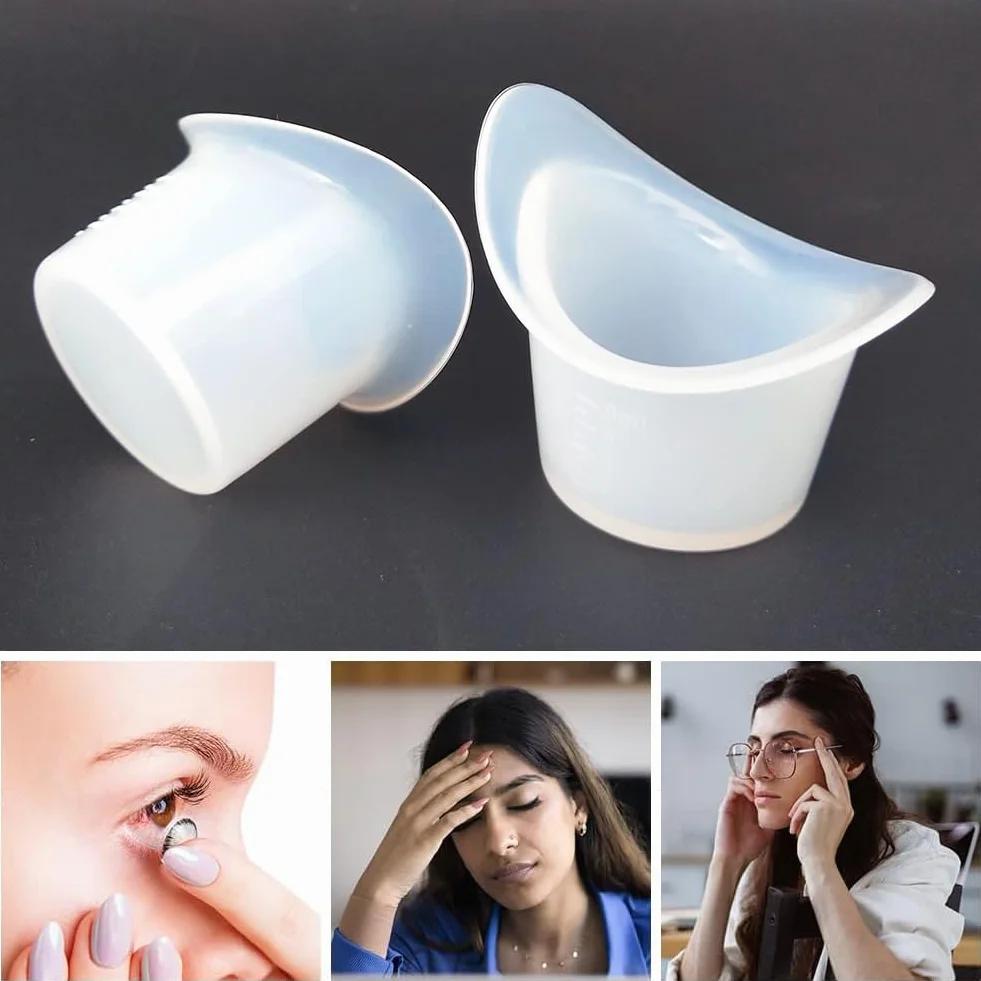 Taza de Lavado de Ojos de Silicona, Portátil, Reutilizable, 8ml, 4 Piezas