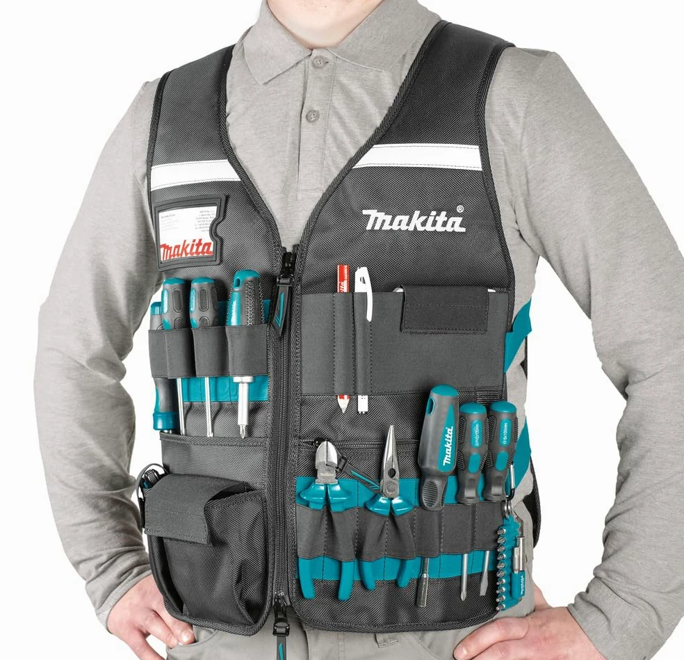 Makita E-15609 Chaleco de trabajo Portaherramientas manual Portatarjetas