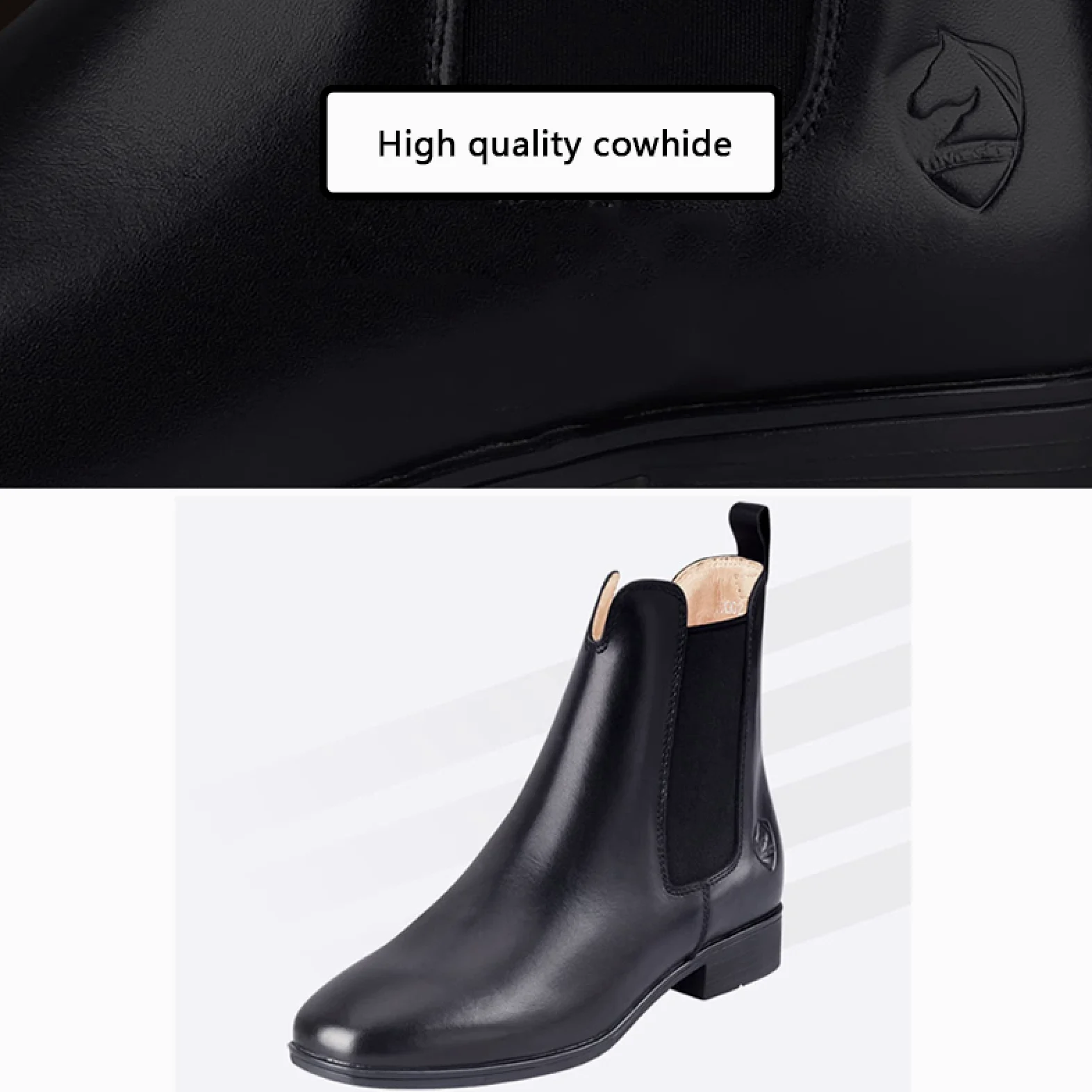 LEBEE Botas de equitacion Botas de Montar Botines ecuestres Cuero Impermeable Equipo Ecuestre,Black-40