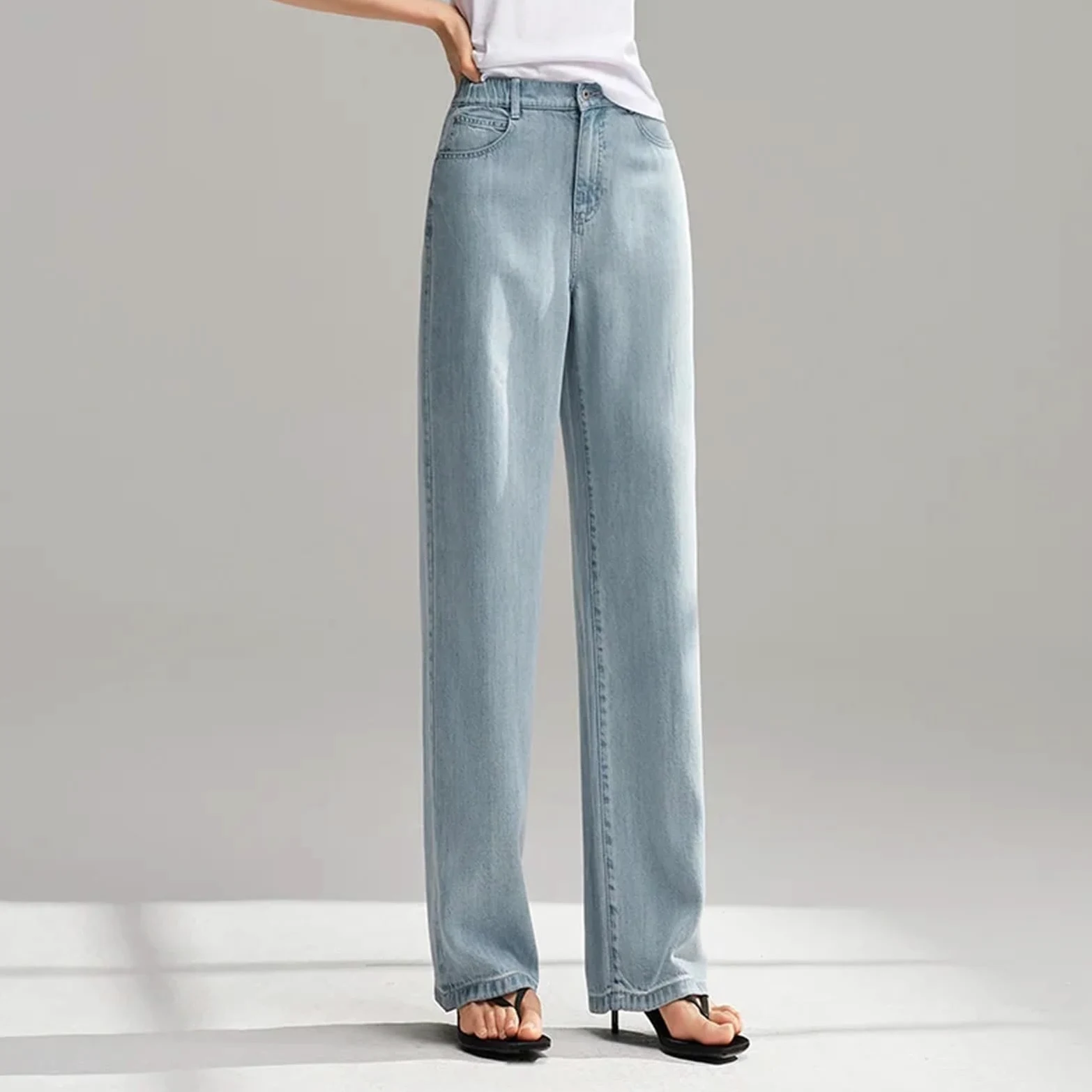 Pantaloni larghi Casual Pantalones Largos de Cintura elástica for Mujer, versión veraniega, Pantalones Anchos de sensación Fresca.