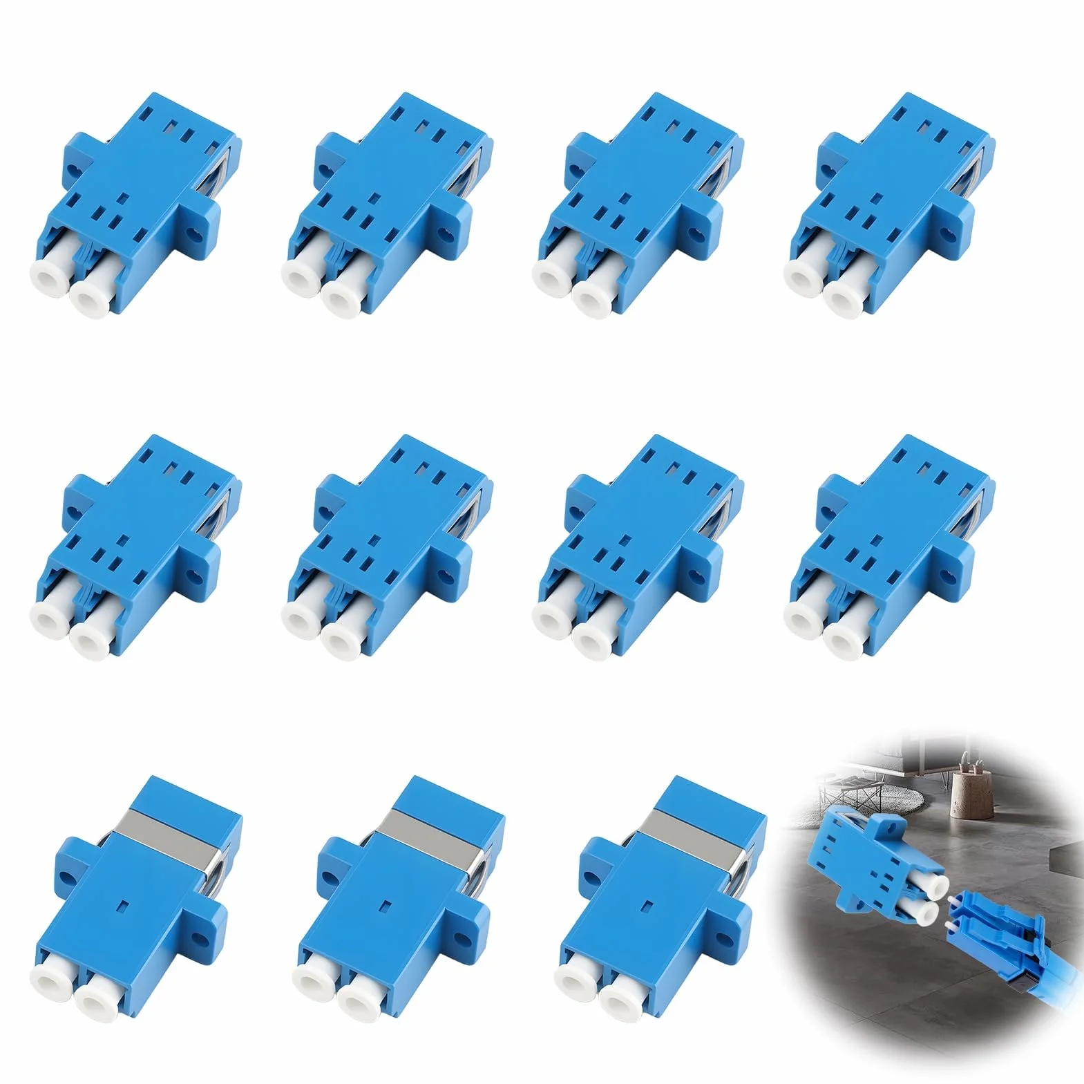 Conector de fibra óptica LC-LC dúplex monomodo UPC acoplador 10 unidades para FTTH