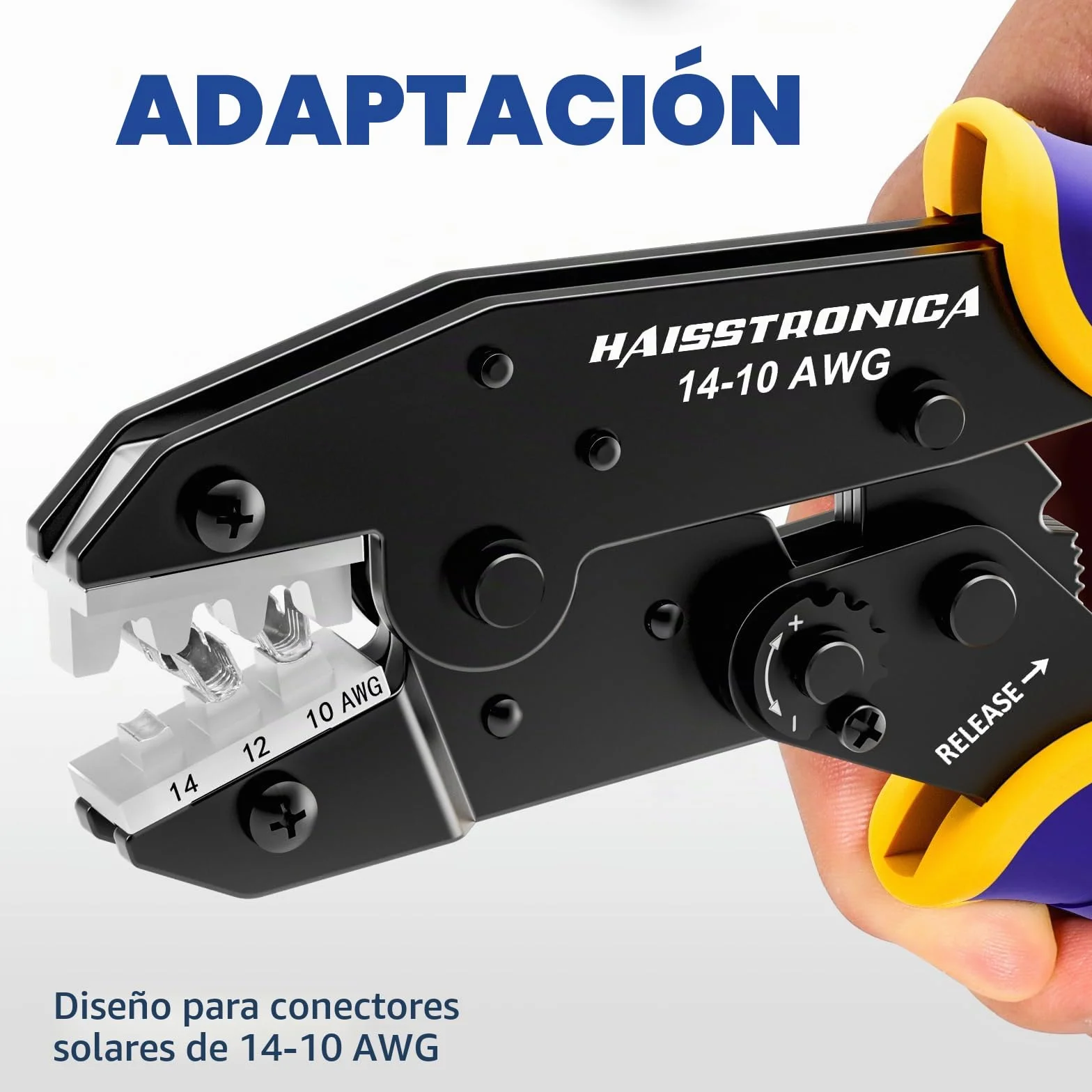 Crimpadora para Conectores Solares 2,5–6 mm² (AWG14–10), Herramienta de Crimpado para Cables Solares PV