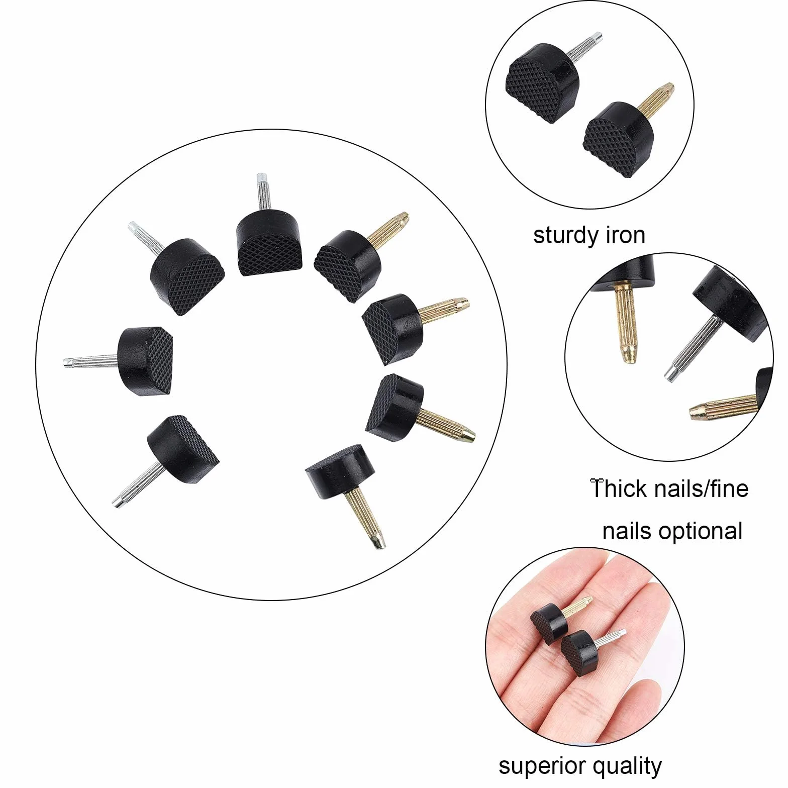 Tapas de Tacón,24 pares Forma de U y Redonda Stiletto Reemplazo del Talón Antideslizantes Alto Reparación de Zapato Clavijas de Reemplazo de Zapatos Zapatos Negros Tapas para Reparación de Zapatos