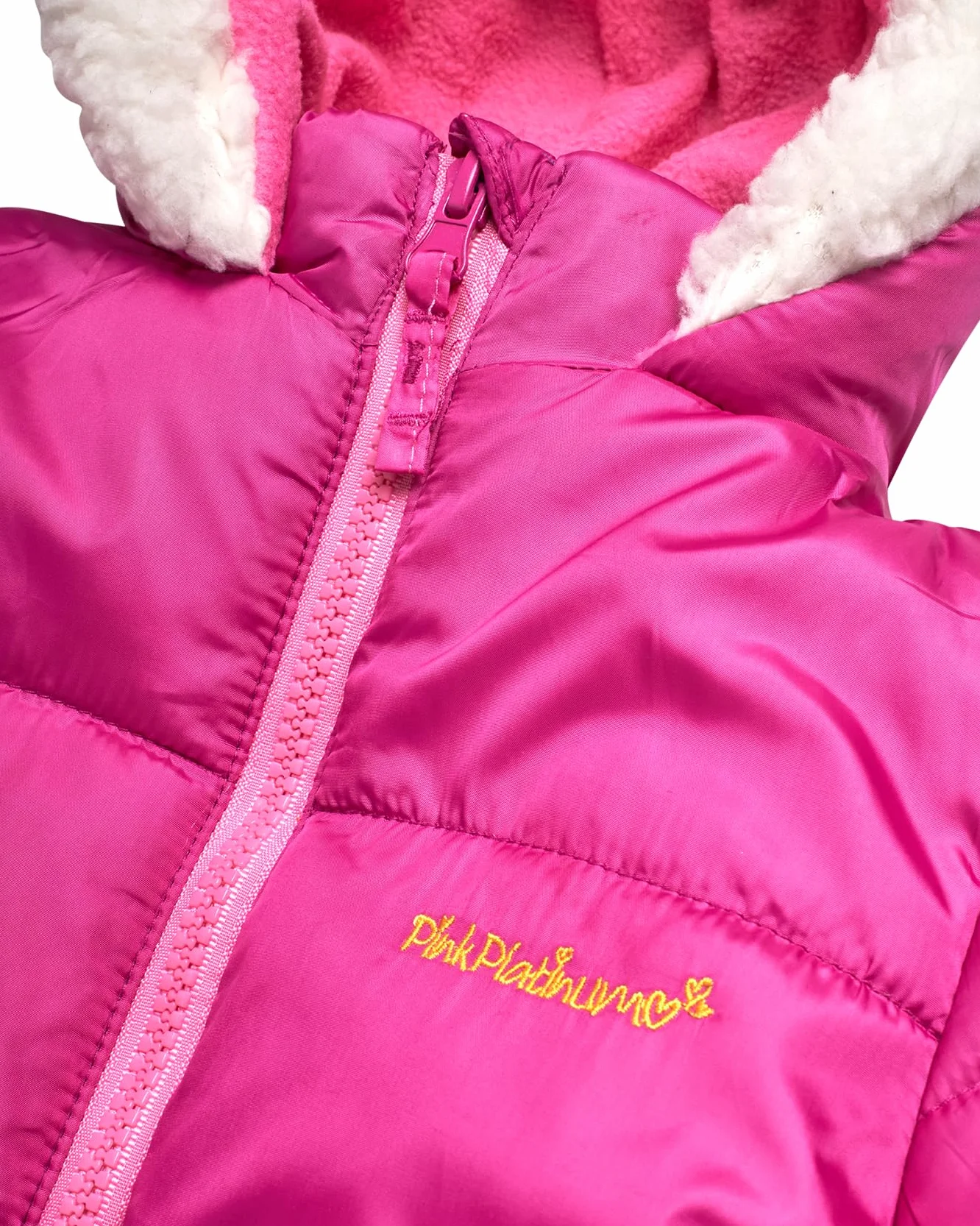 Rosa Platinum bebé niñas una pieza Cálido Invierno Puffer Snowsuit cochecito banderines rosa frutas del bosque 12 Meses