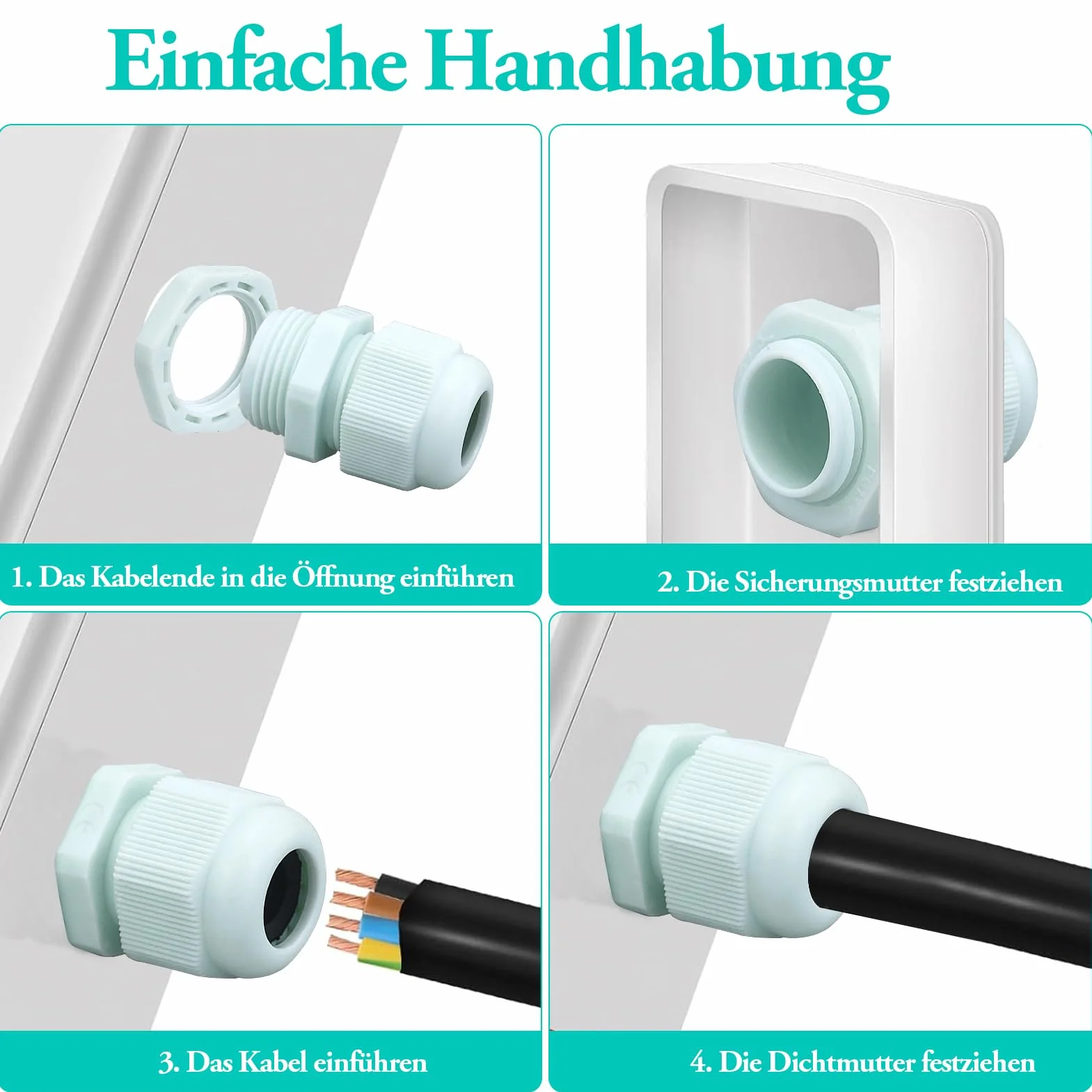 Prensaestopas de cable M20, pasacables resistente al agua, gris, ajustable, para exterior