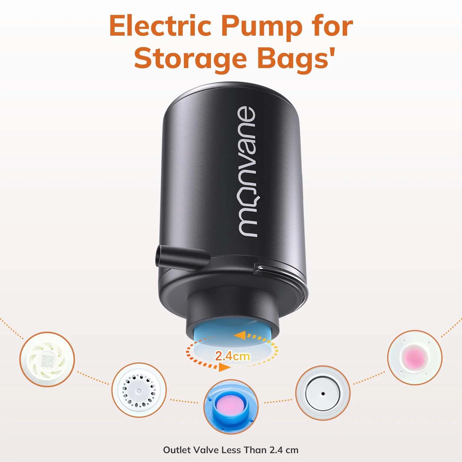 MONVANE Mini Bomba de Vacío Eléctrica Portátil Inalámbrica USB-C para Bolsas de Ropa
