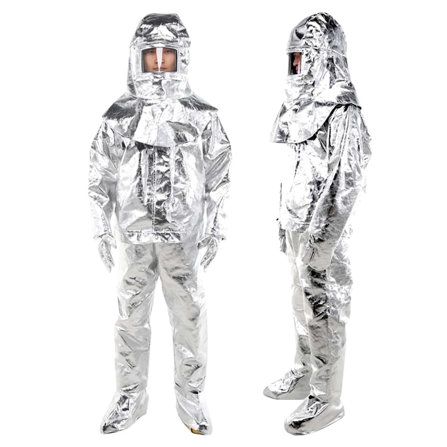 Traje ignífugo, Traje aluminizado Resistente al Calor con lámina Retardante de Llama, protección contra la radiación térmica (500-1000 °C) para extinción de Incendios