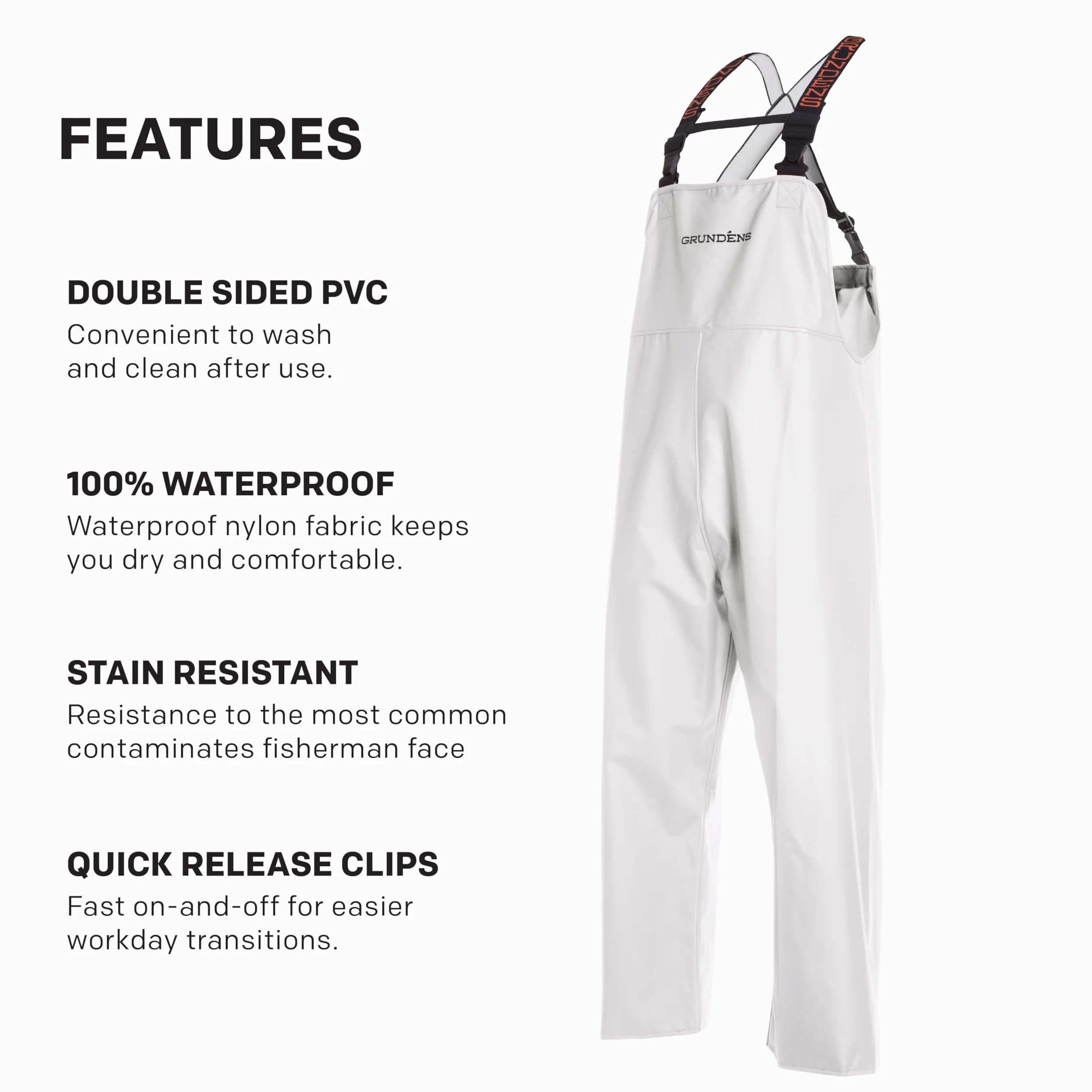 Grundens Shoreman - Pantalones con peto para hombre, resistentes a las manchas, impermeables, para procesamiento de mariscos