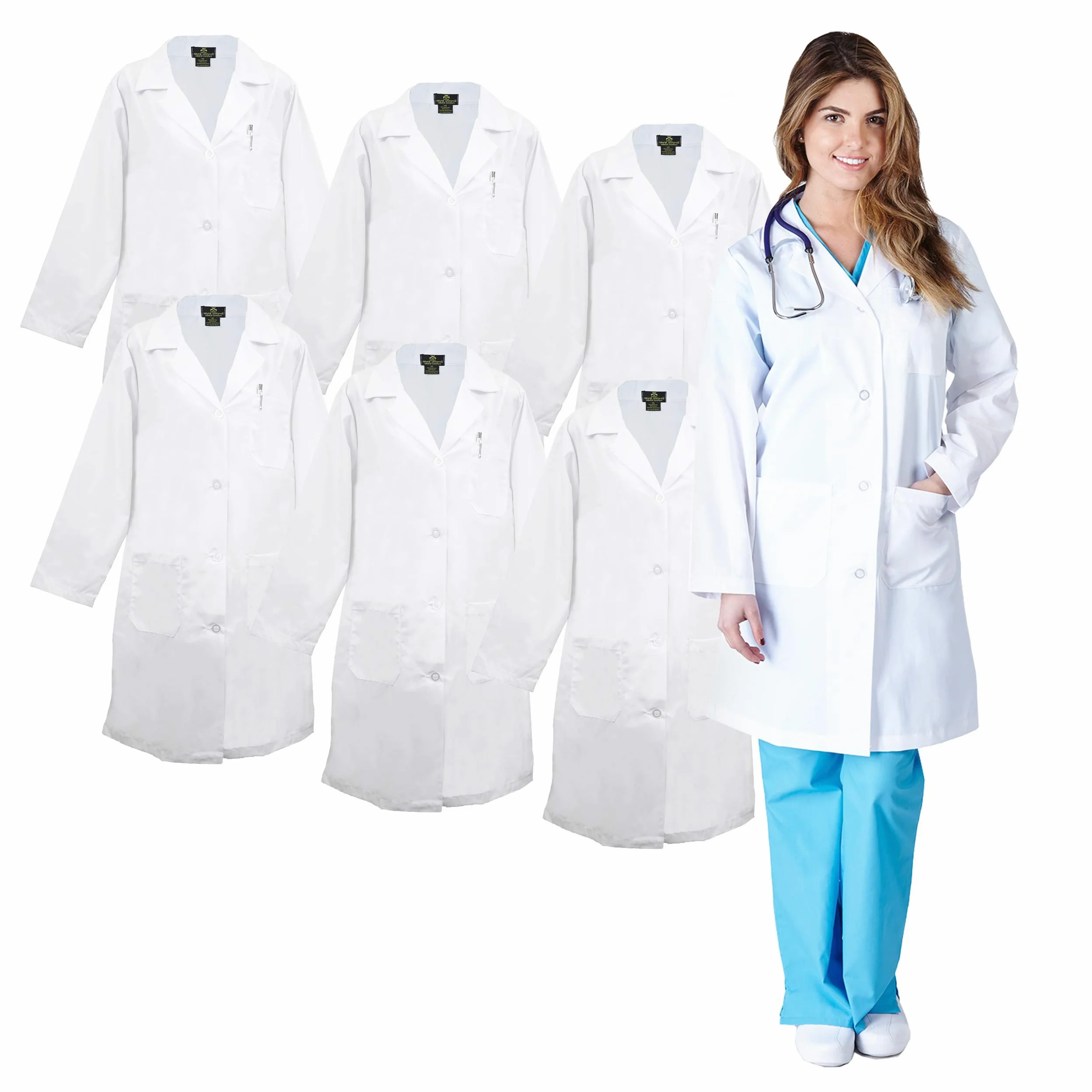 Natural Uniforms De las mujeres Ropa de trabajo profesional Labcoat XXX-Grande Blanco