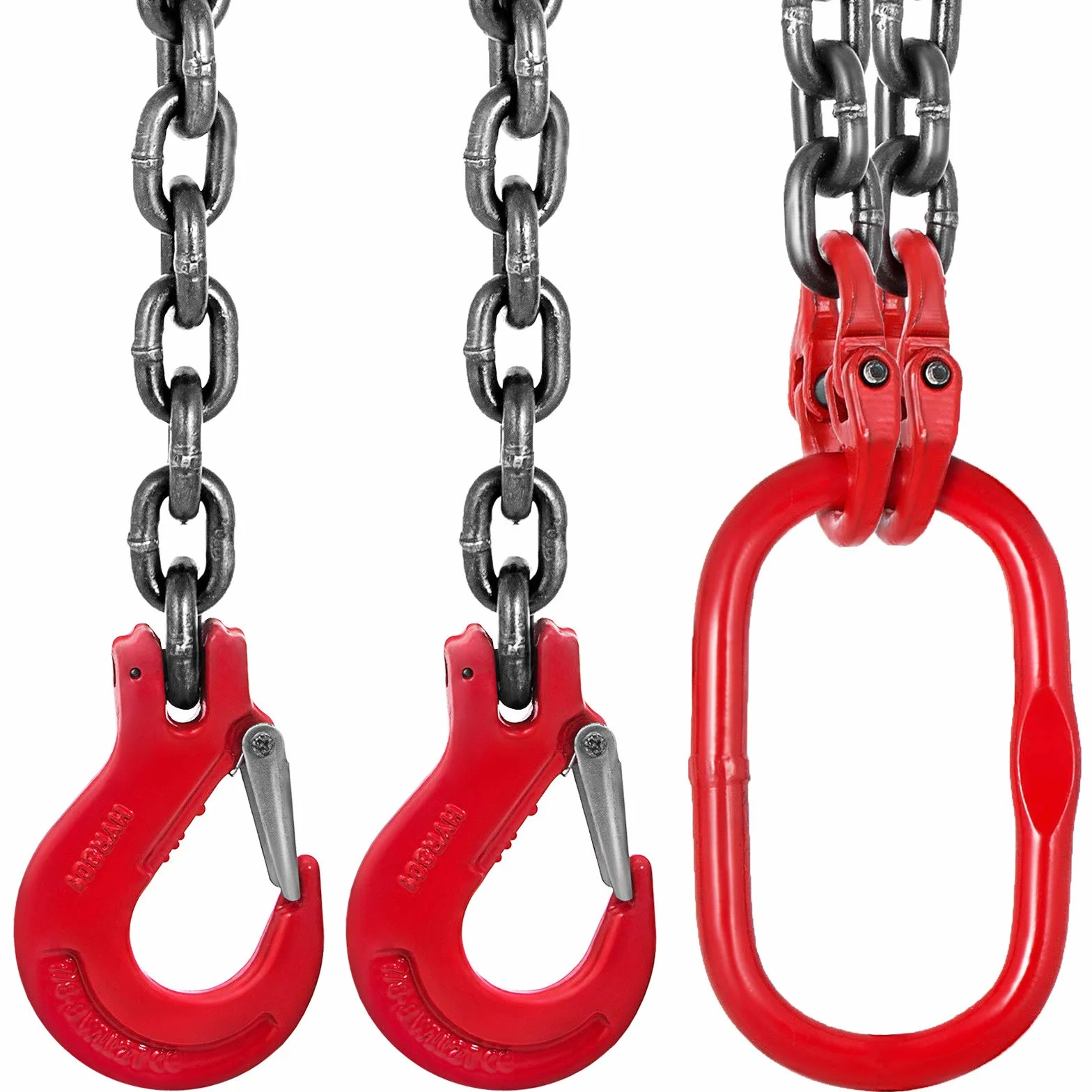 VEVOR Eslinga de cadena 8 mm 1,8 m doble patas ganchos acero capacidad 3 T grado 80 elevación