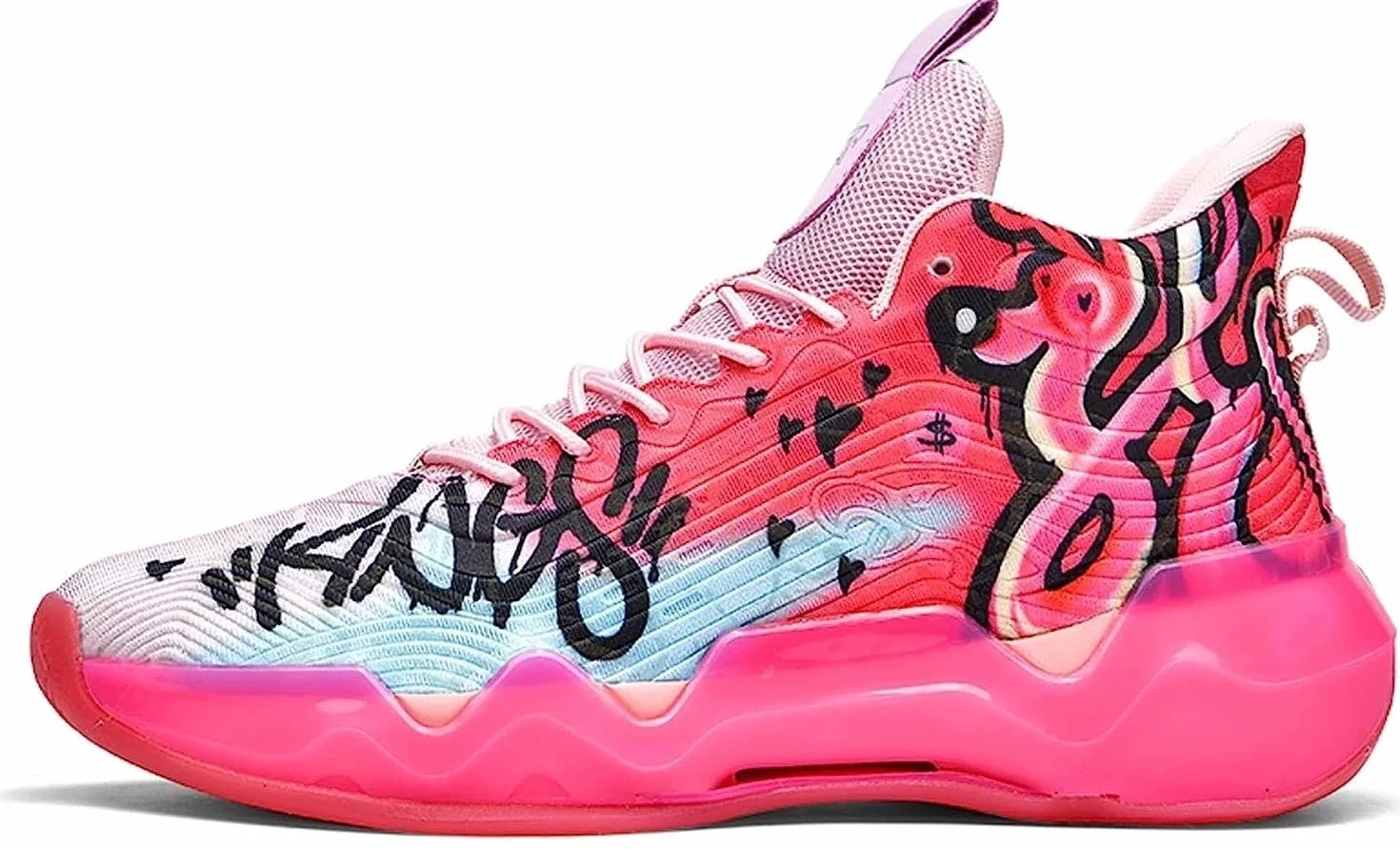 Bolognifi Zapatos de Baloncesto Fluorescentes Ligeros para Hombres Mujeres Rosa