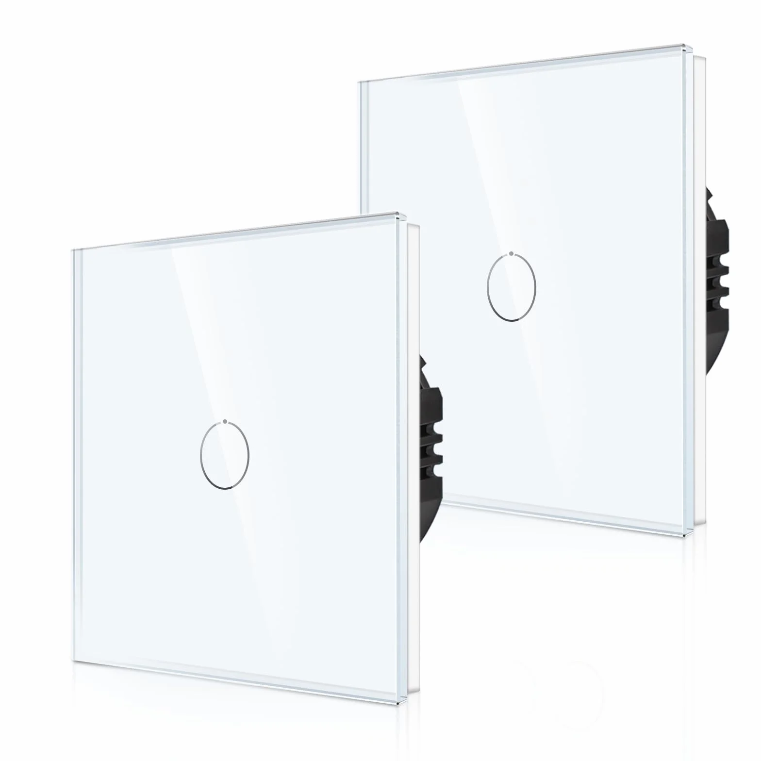 Interruptor de luz táctil CNBINGO 1 vía, panel de vidrio blanco, retroiluminación LED, sin neutro, 500W, 1-Gang, 2-Pack