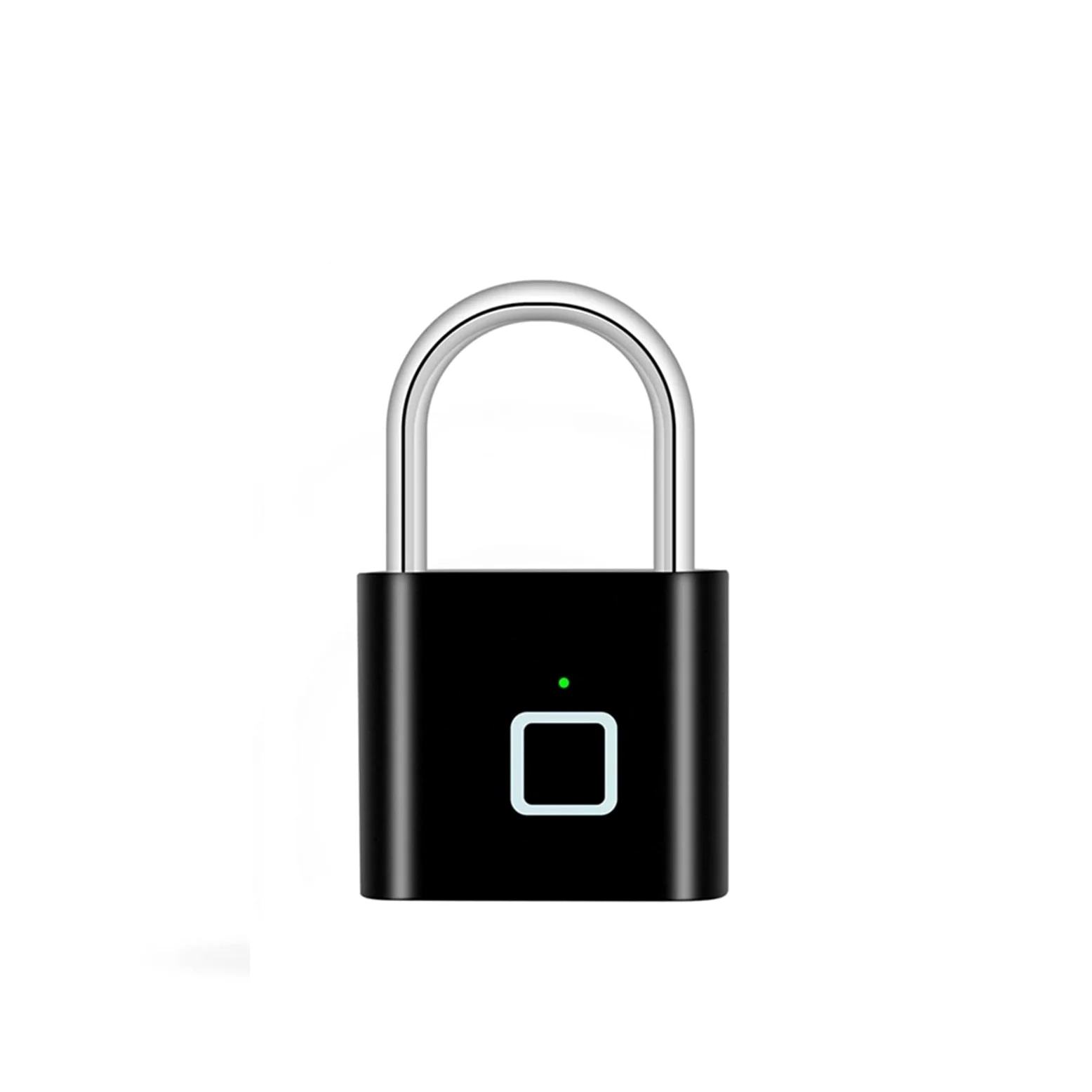 Candado sin llave con huella dactilar, La aplicación biométrica de la aleación del cinc del candado elegante recargable de la huella dactilar del USB desbloquea IP65 multicolor(Matte Black)