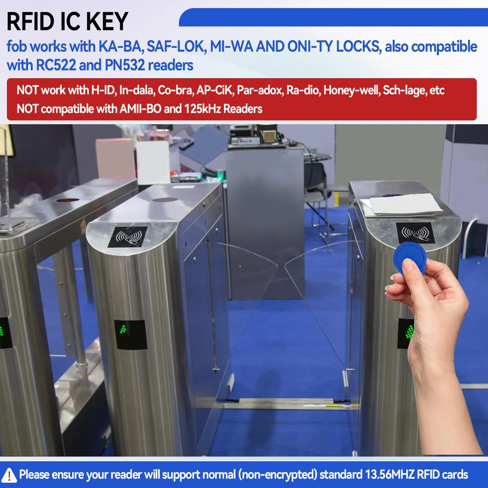 MIFARE Llaveros clásicos 1K RFID IC ISO14443A 13.56 MHz tarjeta control acceso azul 50 unidades