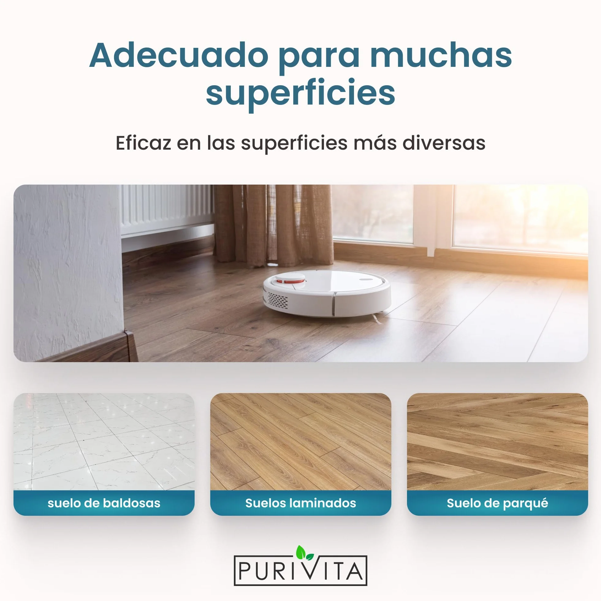 PURIVITA® Detergente Robot Aspirador 1L - Líquido para Robot Friegasuelos - Limpia Suelos para Robots Aspiradores