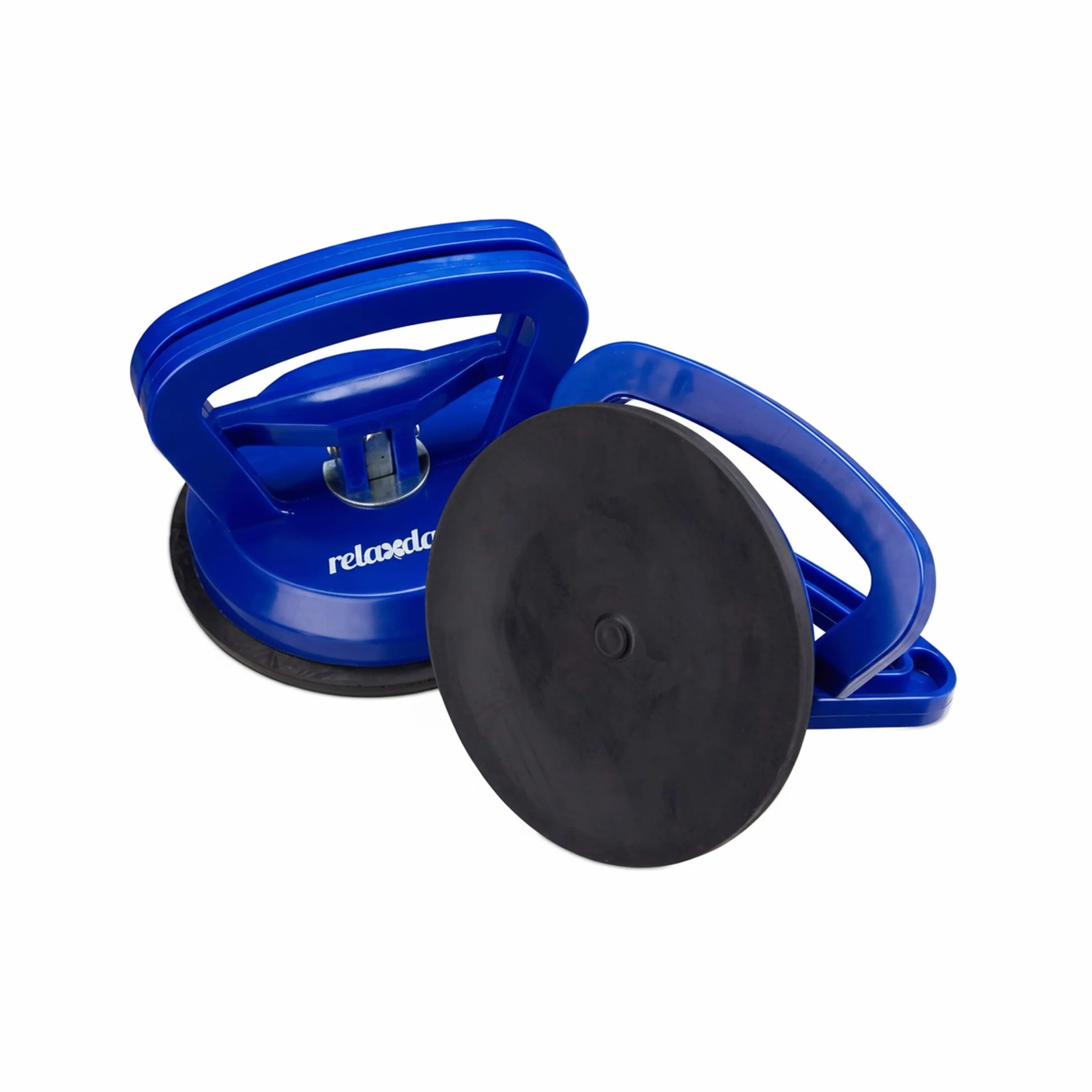 Relaxdays Ventosas para cristal, Portadores de paneles, Hasta 45 kg, Ø 12 cm, 2 Uds., Azul