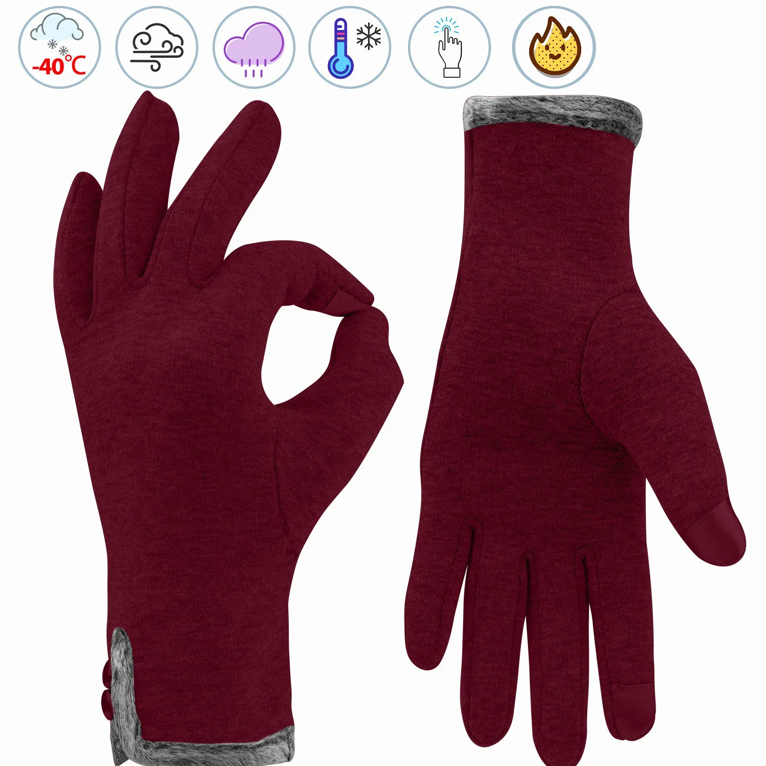 Alikiai Guantes Termicos Mujer Invierno Tactil con Forro Polar