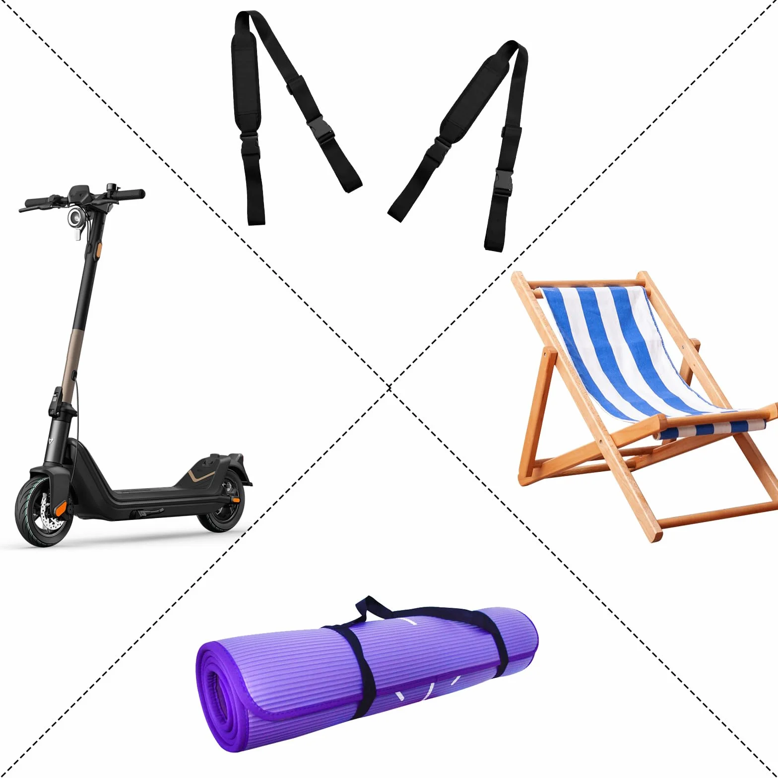 Correas de transporte antideslizantes ajustables para draisianas, bicicletas y sillas plegables | Juego de 2