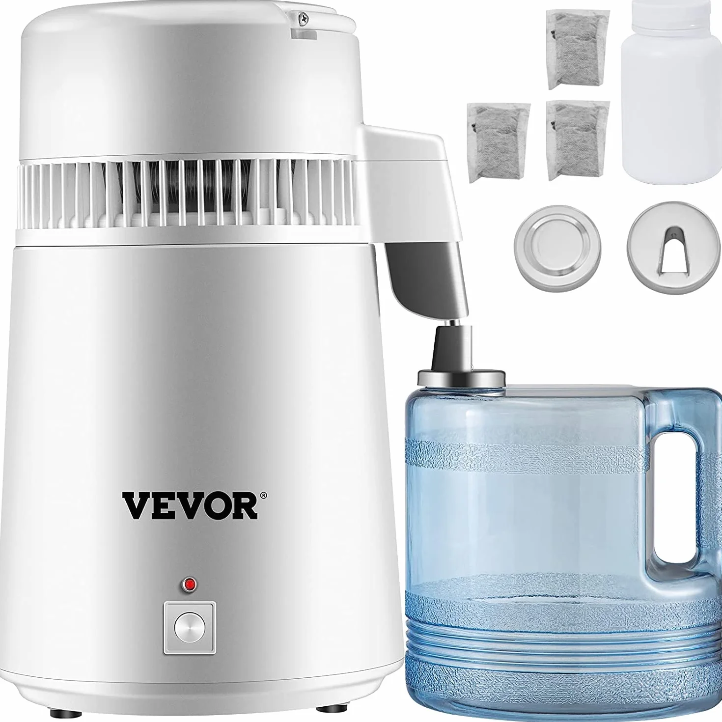VEVOR Destilador de Agua 4L Acero Inoxidable Purificador Filtros Destilación