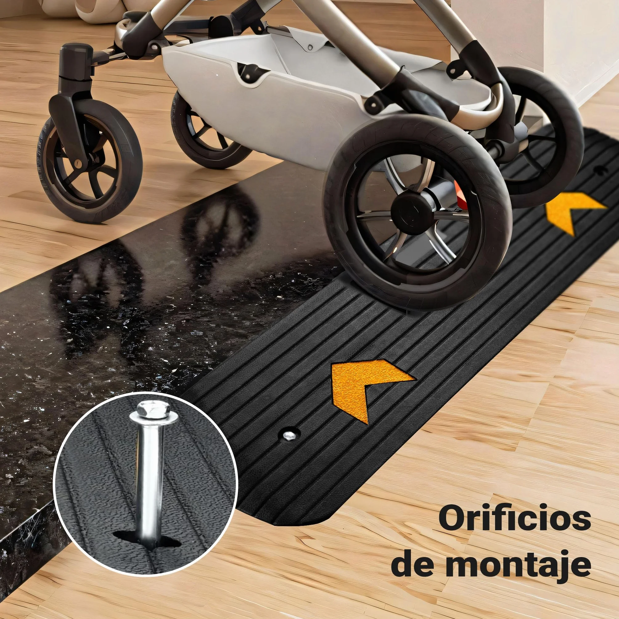 Wiltec Rampa de goma 1100 x 406 x 50 mm 50 toneladas antideslizante reflectante