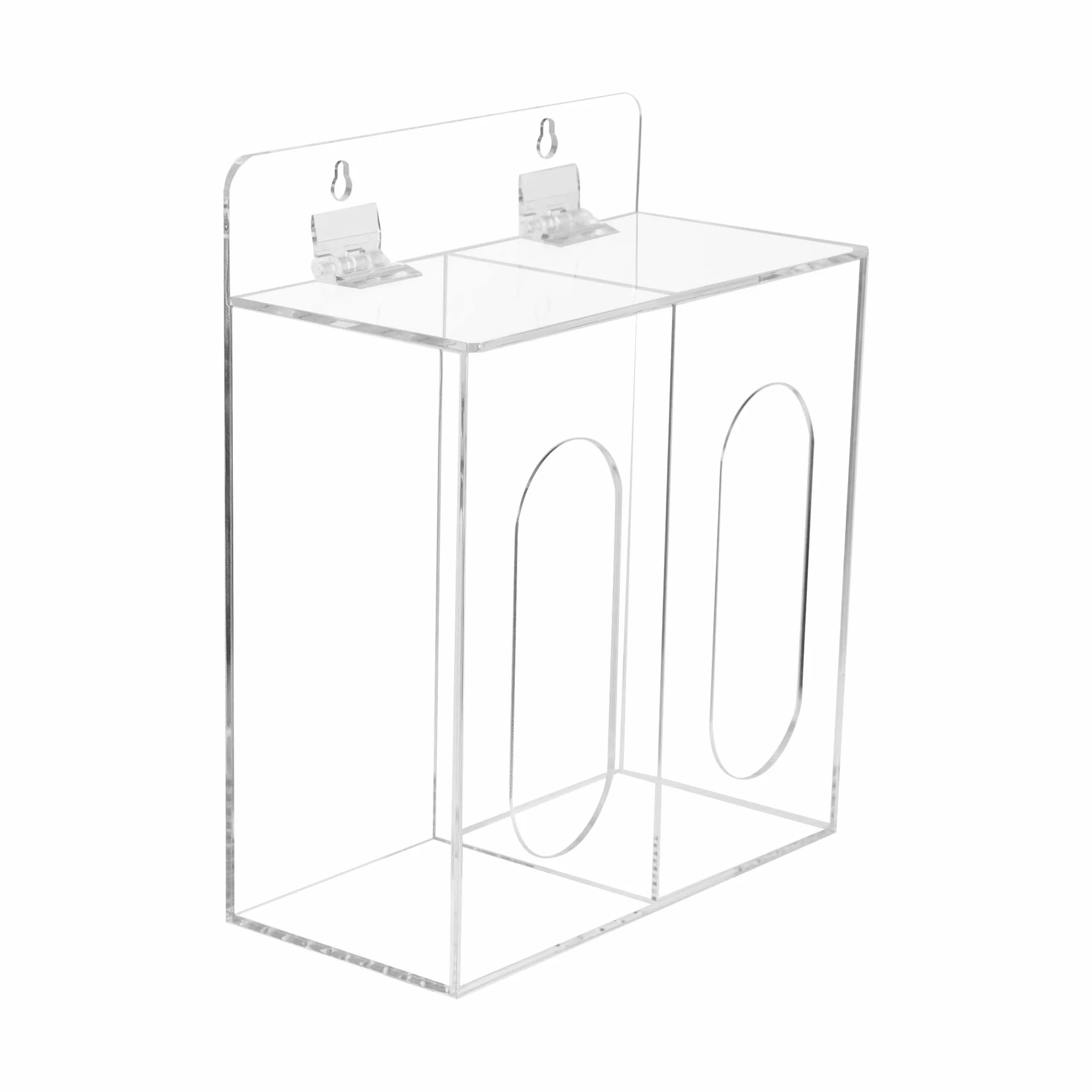 Dispensador de máscara facial y guante de acrílico desechable con tapa, colgable y de pie, transparente