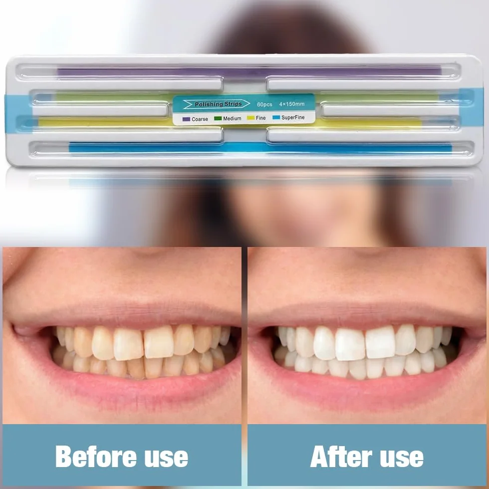 Mizikuu Papel de lija dental 60 piezas tira de pulido interdental para higiene bucal
