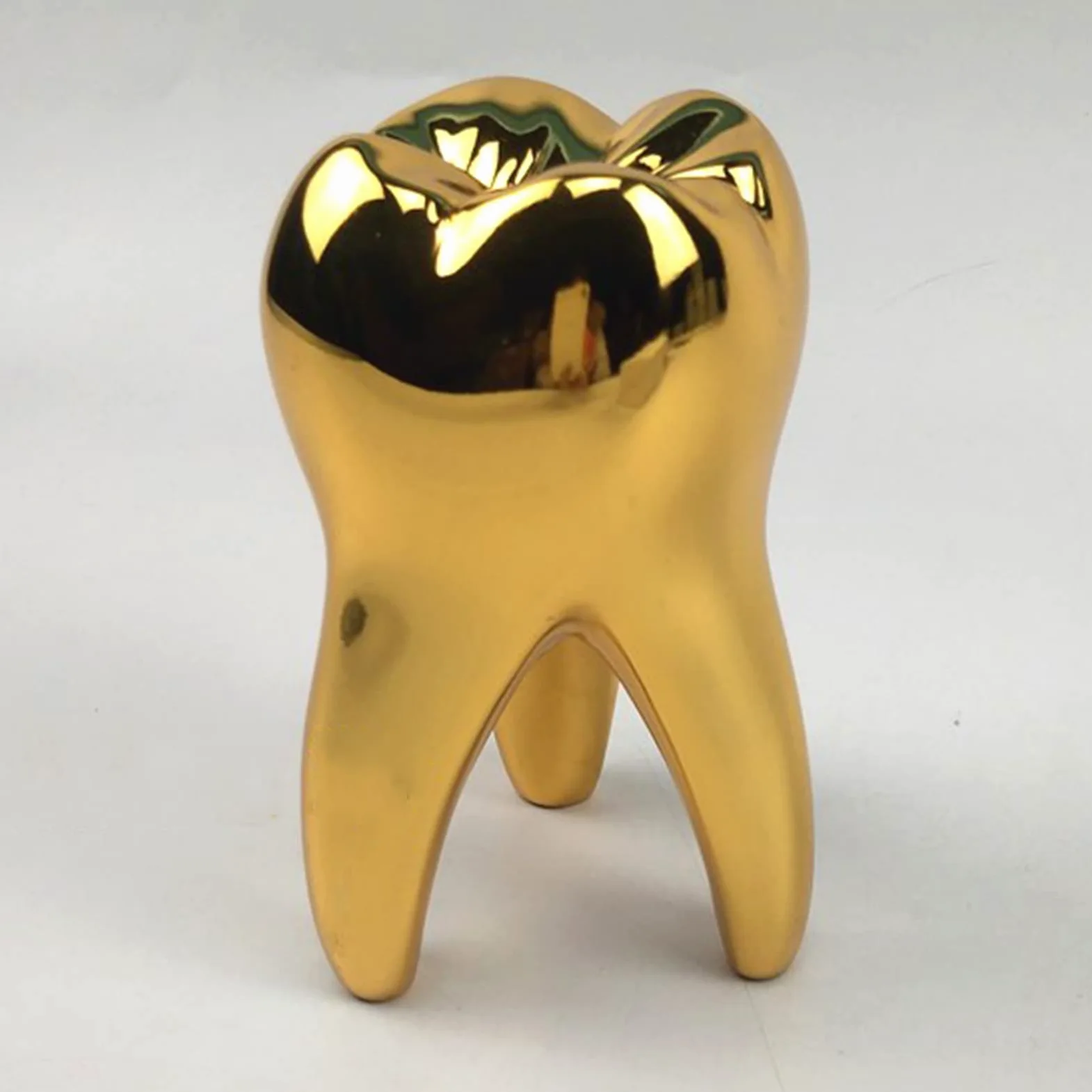 Adorno personalizado de resina con dientes dorados, decoración única de estatua dental para dentista, higienista dental, asistente dental