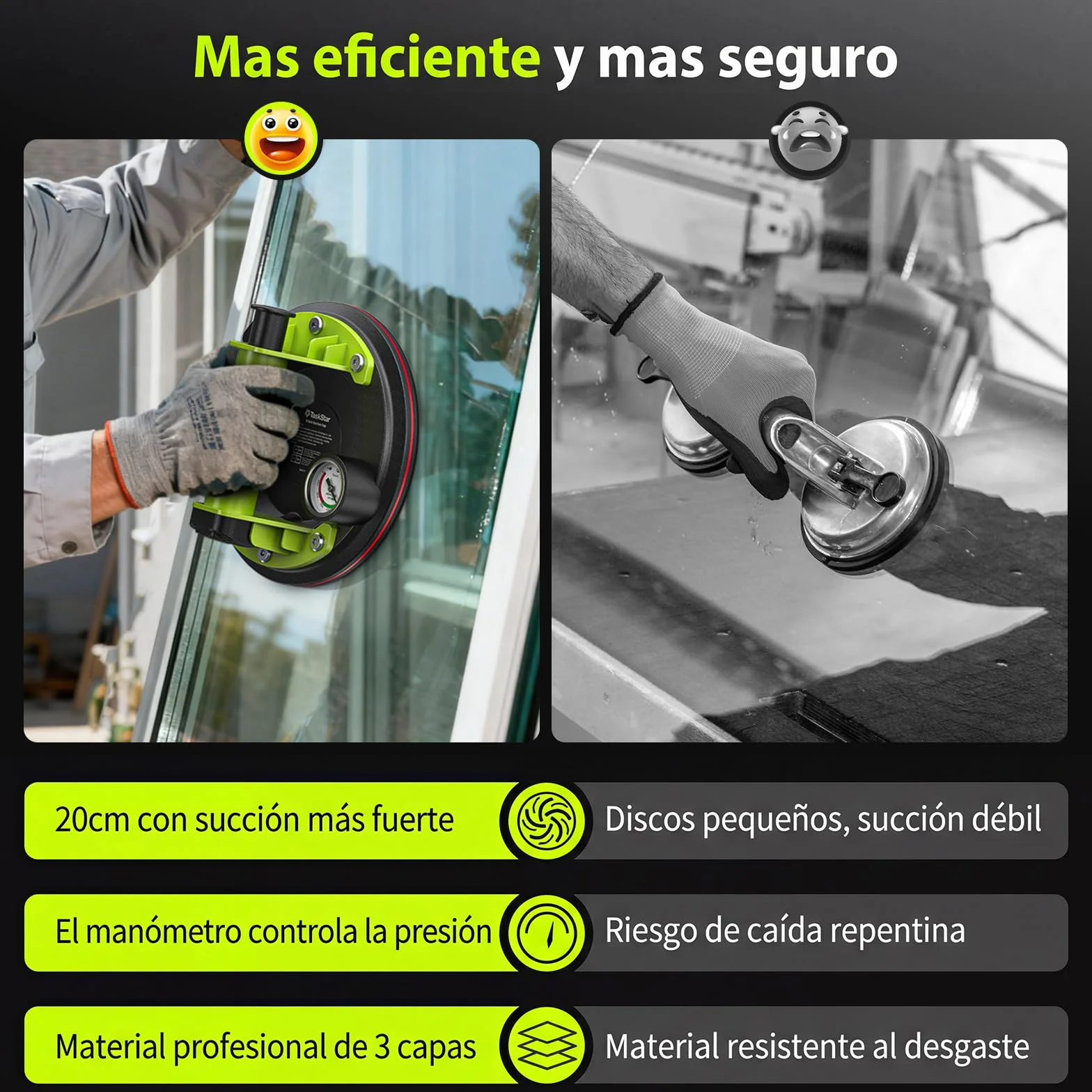 Ventosas para Azulejos 200KG Alta Resistencia TaskStar 2 Piezas