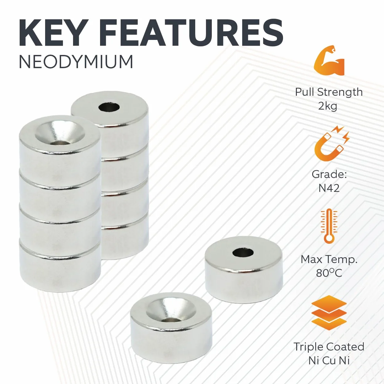 Norte Imanes de Neodimio 10mm x 5mm x 3.2mm Paquete de 10