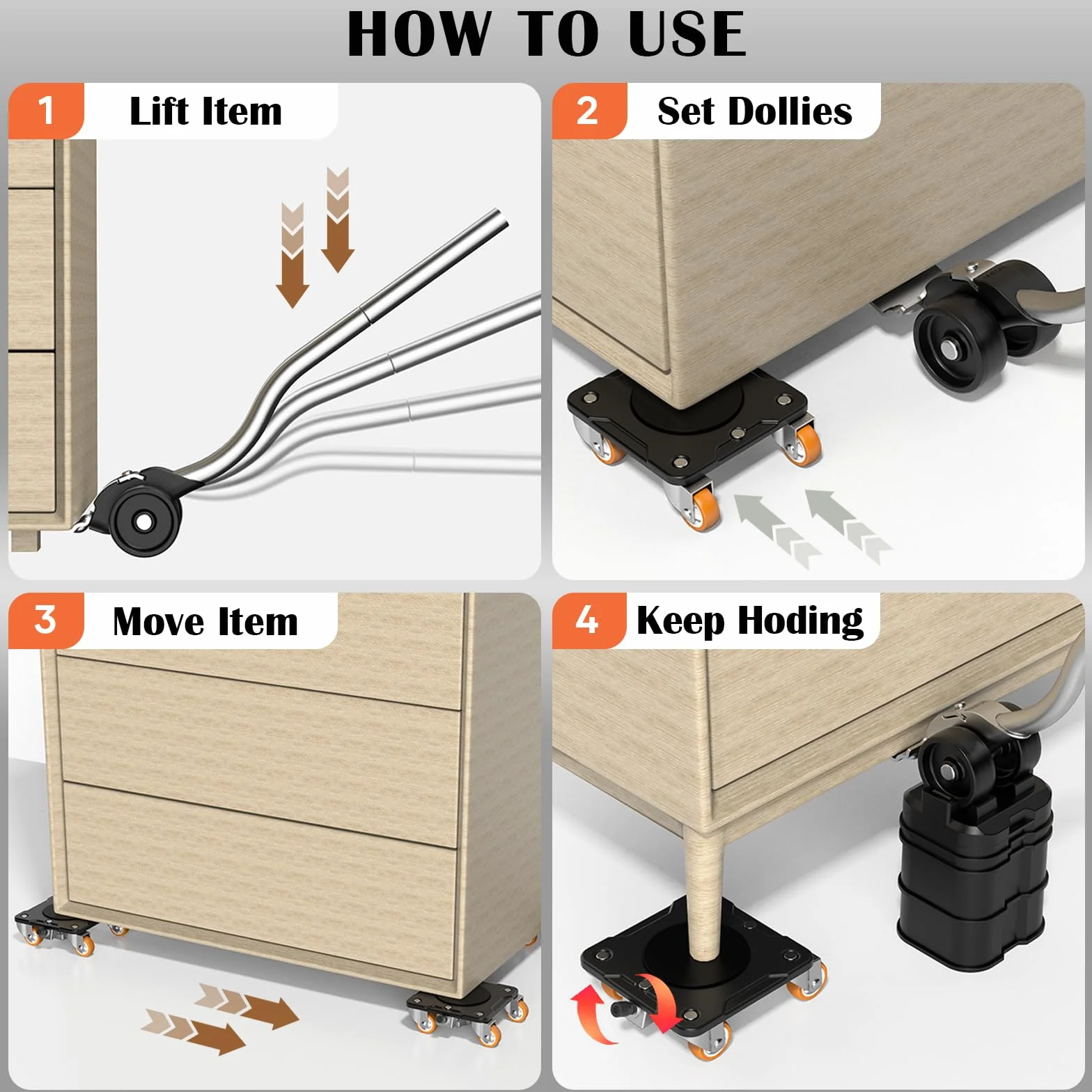ONEON Kit Ruedas Mover Muebles Pesados con Elevador