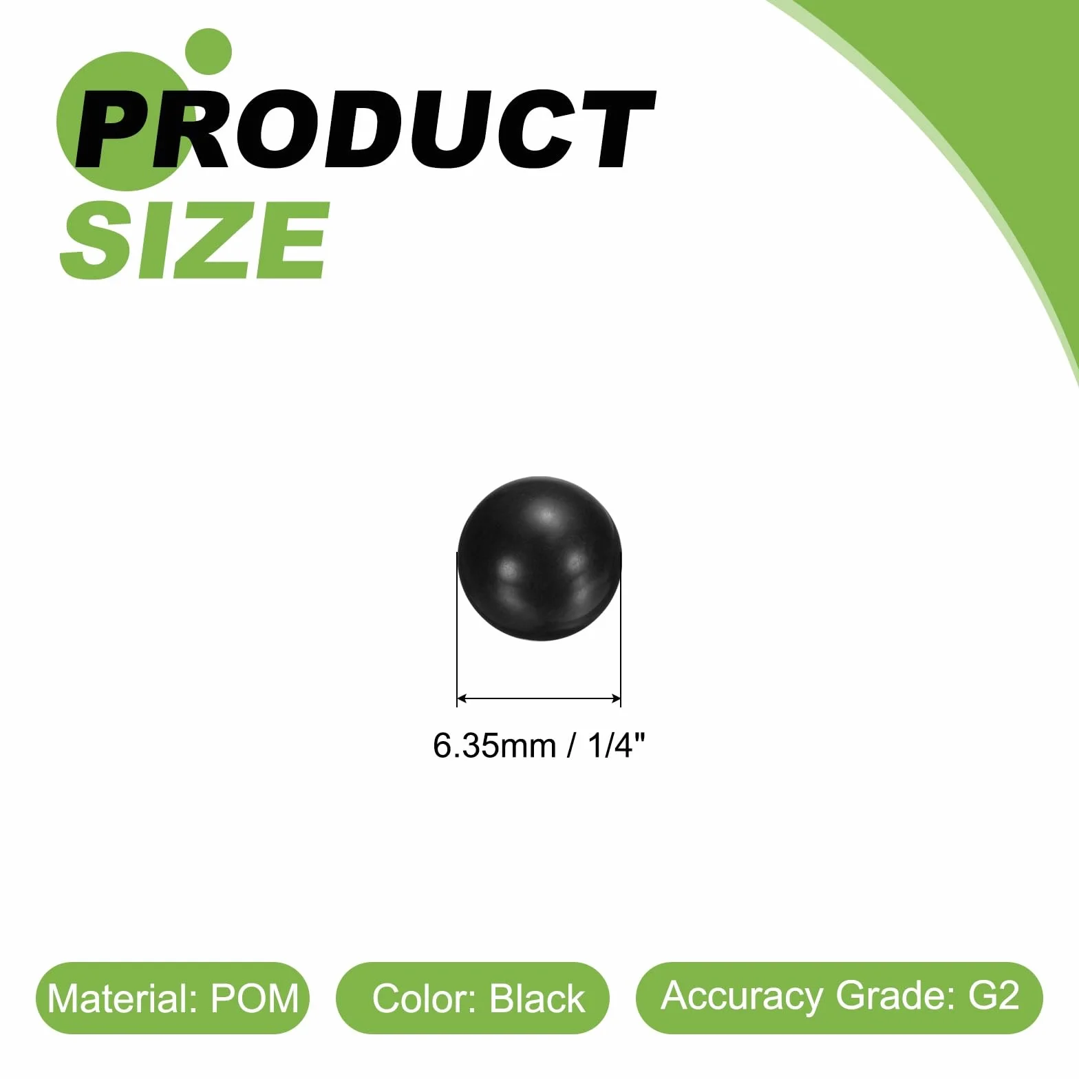 QUARKZMAN 50 Bolas de Cojinete de Plástico POM 1/4" 6.35mm G2 Negras