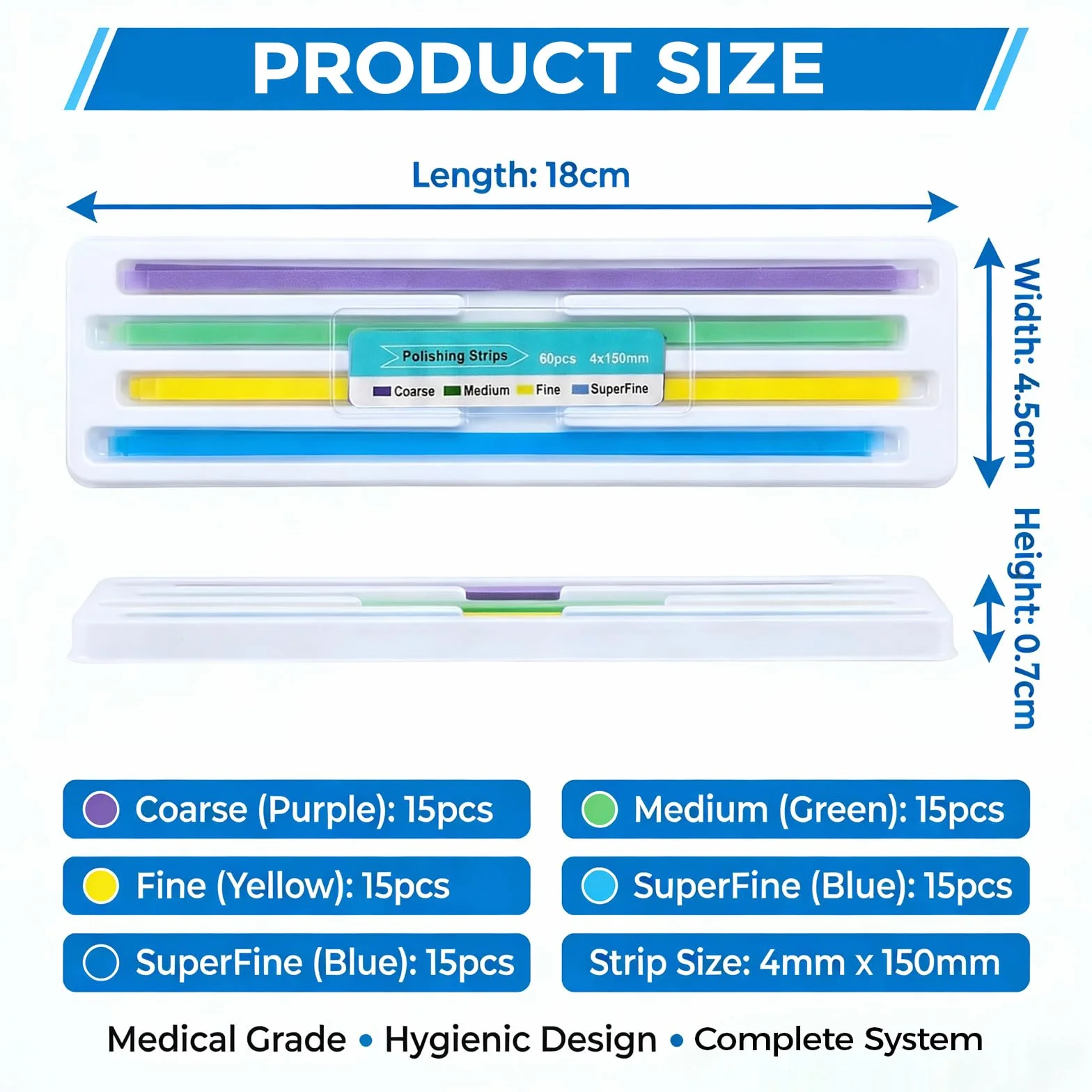 Jetstream 60 Piezas Papel de Lija Dental, Tira de Pulido Dental, 18×4.5×0.7mm