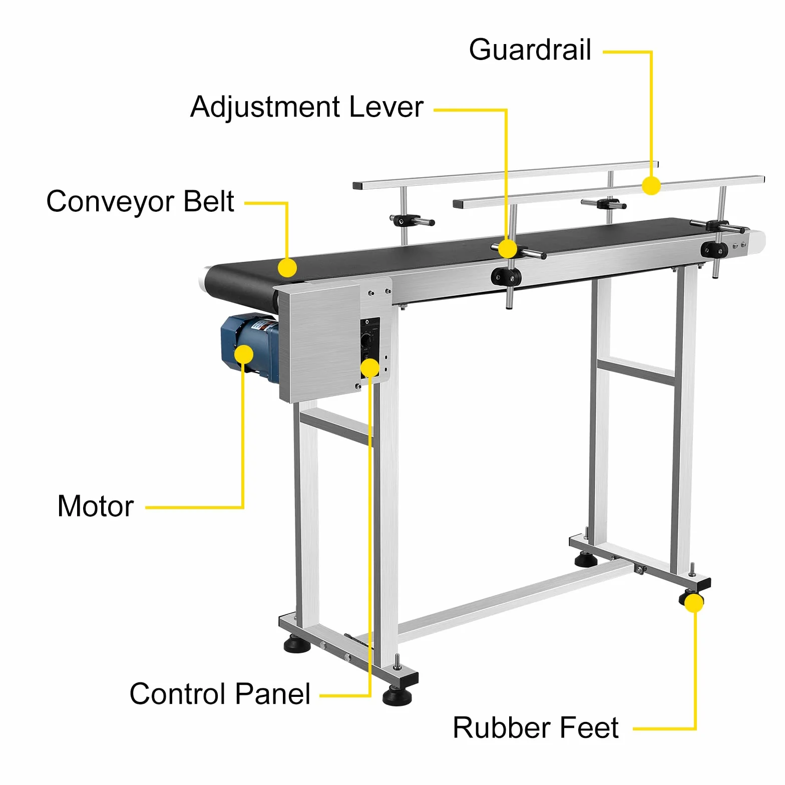 VEVOR Máquina Transportadora Eléctrica PVC 500x200x750mm Transportador Doble Barandilla