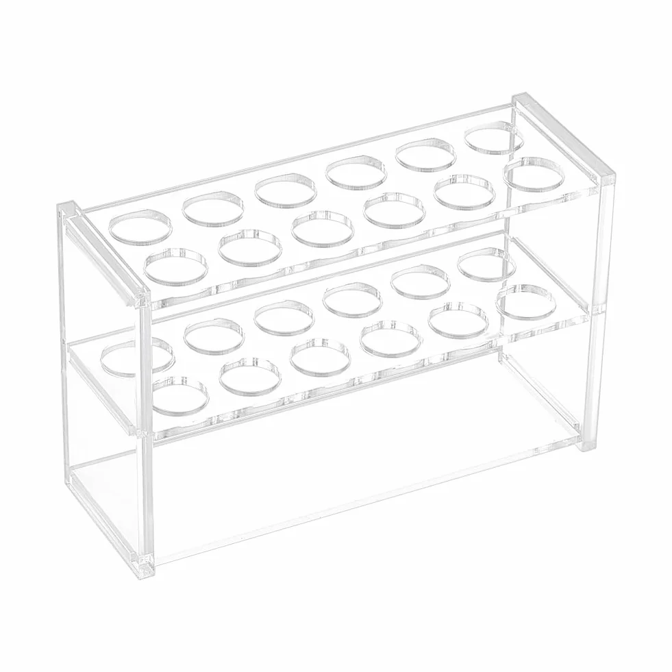 OLYCRAFT Soporte de tubo de ensayo acrílico transparente 4,7x14x9cm 12 enchufes