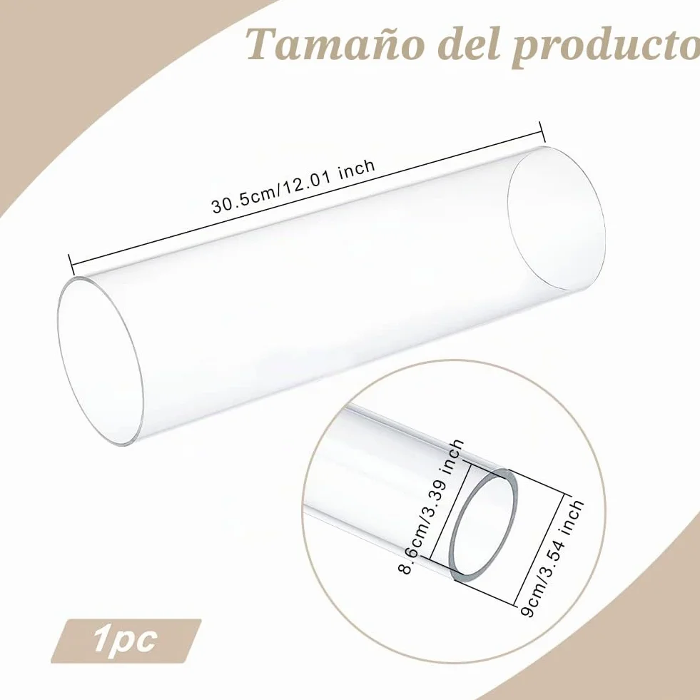 OLYCRAFT Tubo redondo de acrílico transparente 305 x 90 mm manualidades lámparas acuario