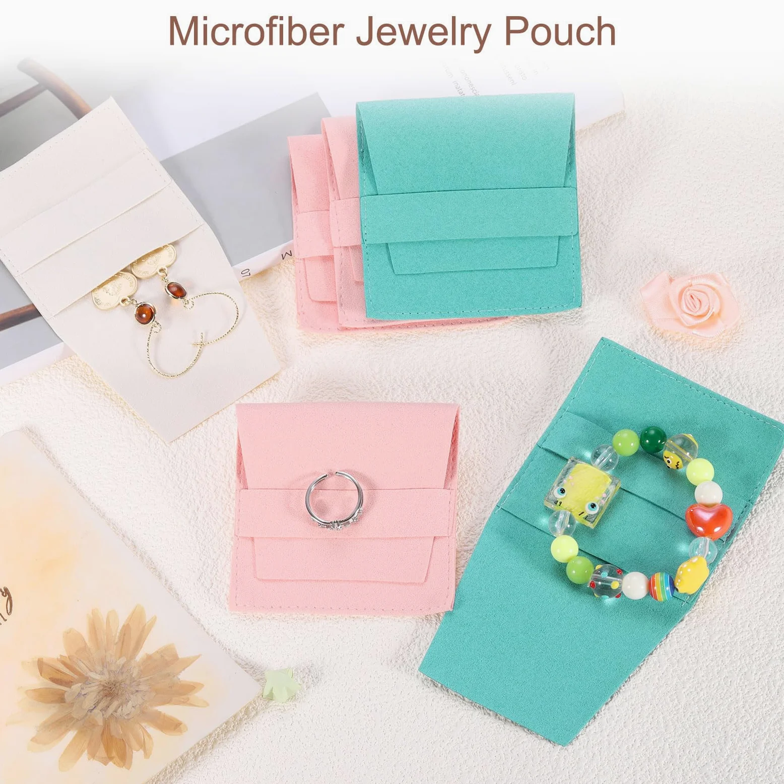 sourcing map 40 bolsas de microfibra para joyas de 3.1 x 3.1 pulgadas, mini bolsa de embalaje de joyería con banda para bolsa de regalo de joyería pequeña, collar a granel, aretes, pulsera, color gris
