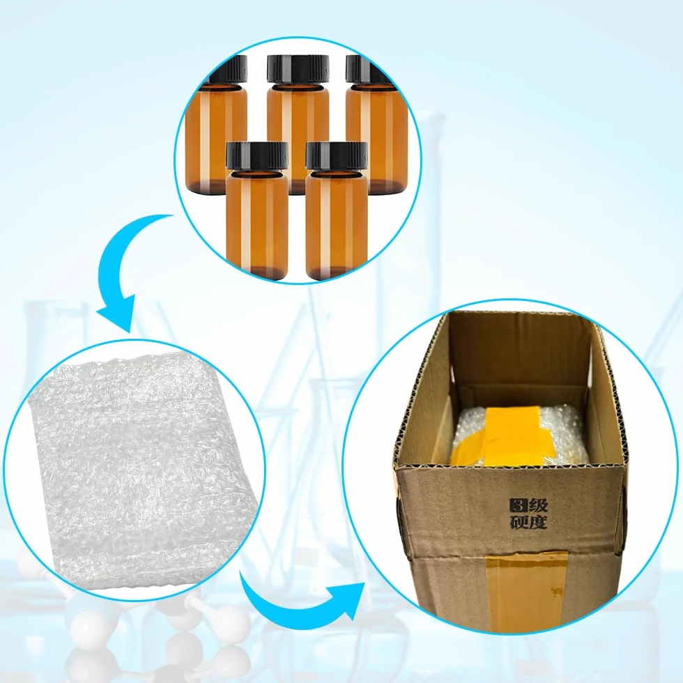Flacons en verre brun 5 ml 10 ml 15 ml 20 ml 30 ml 40 ml 50 ml avec bouchon plastique et capsule à vis