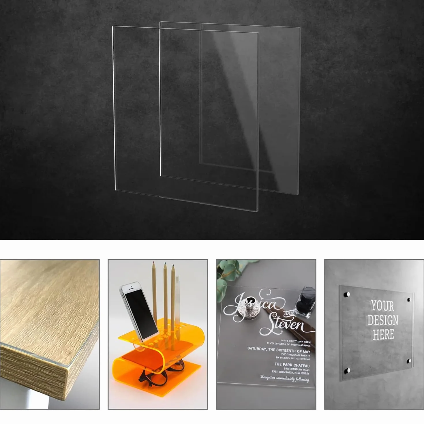 Láminas de Plexi Placas Acrílicas Transparentes 1 mm 25 x 20 cm para Marcos de Fotos