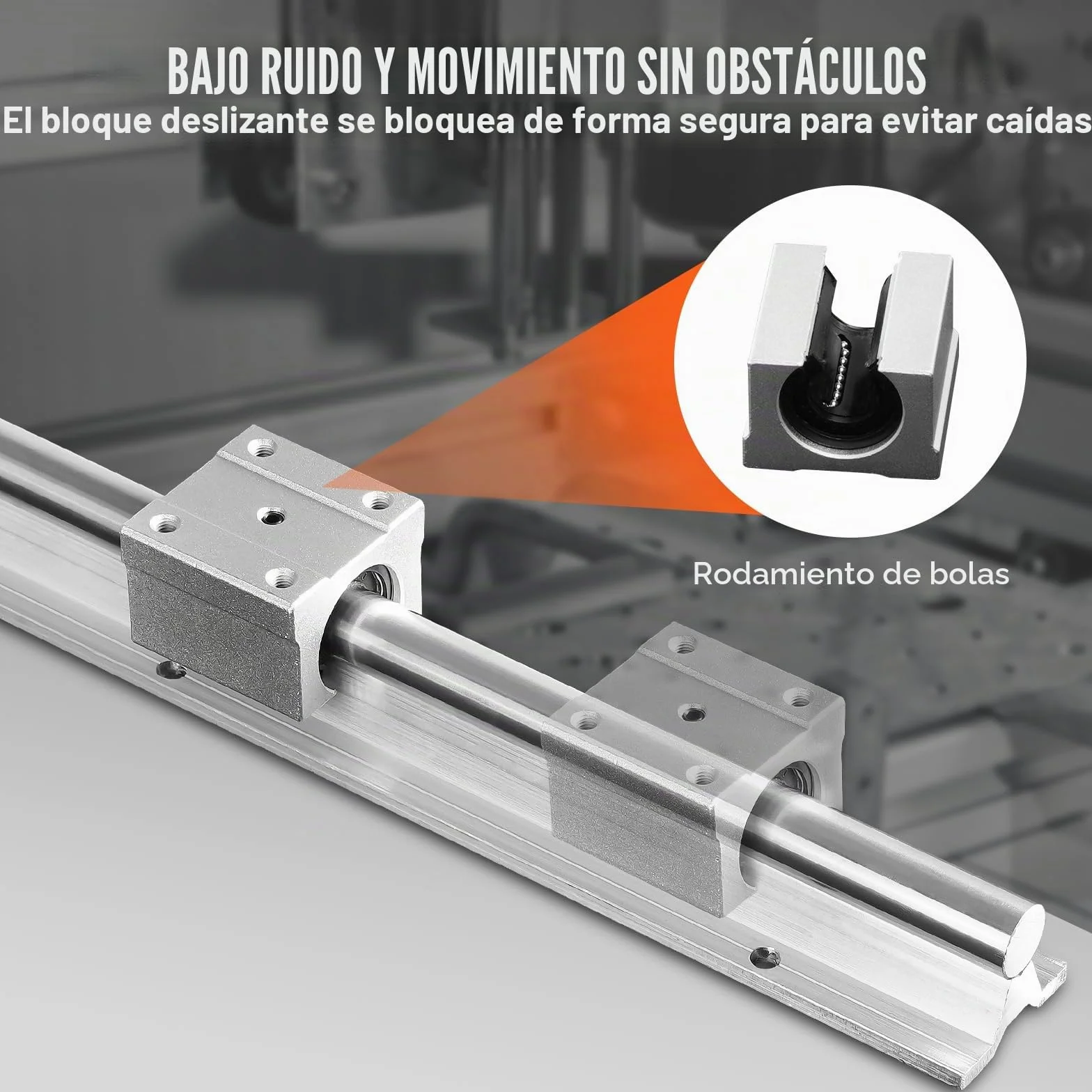 VEVOR Riel de guía lineal SBR20 1500 mm 2 rieles 4 bloques SBR20UU Kit deslizadores CNC