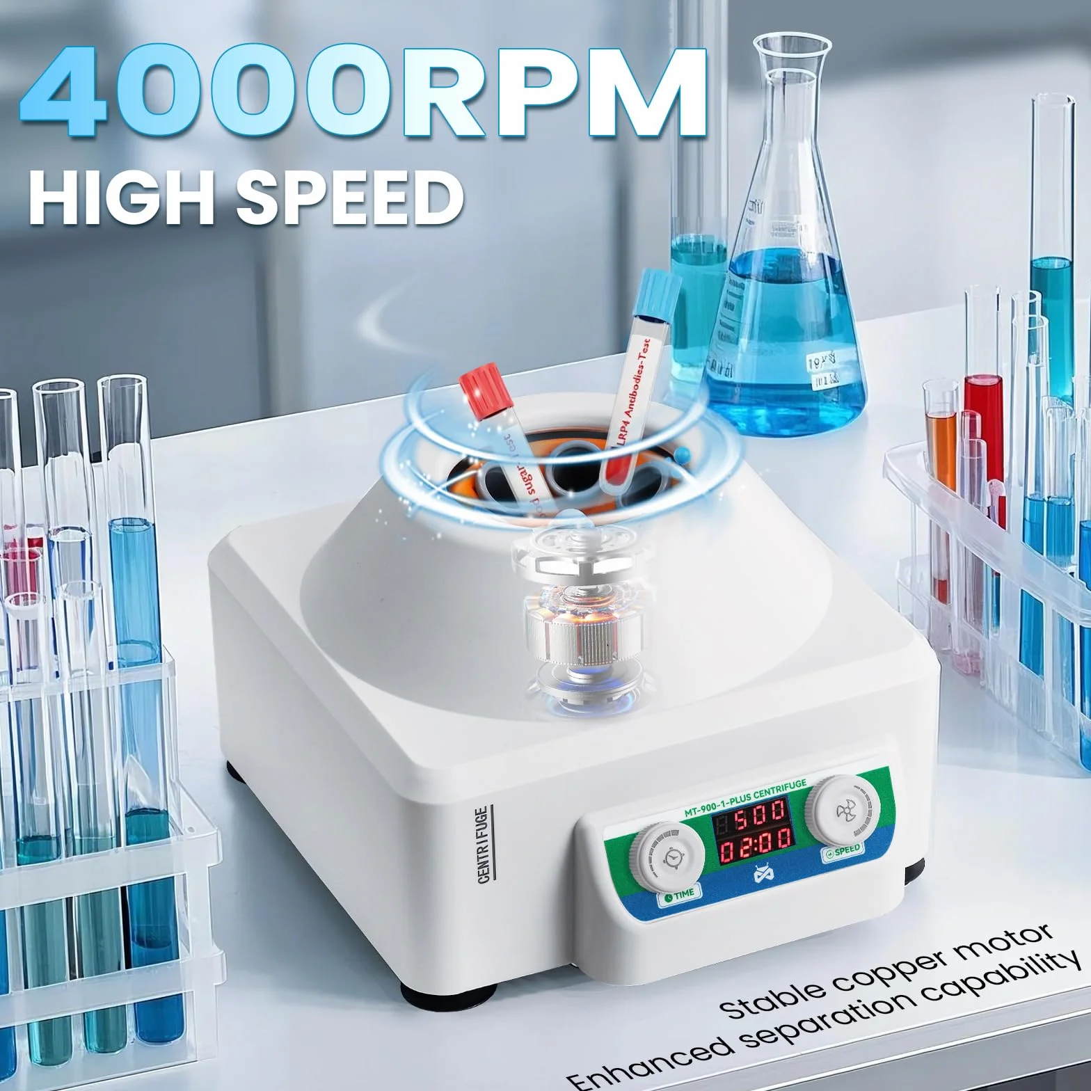 Mxmoonant Centrifugadora de Laboratorio 4000rpm 6x15ml 1685xg 60min Temporizador Separación de Muestras