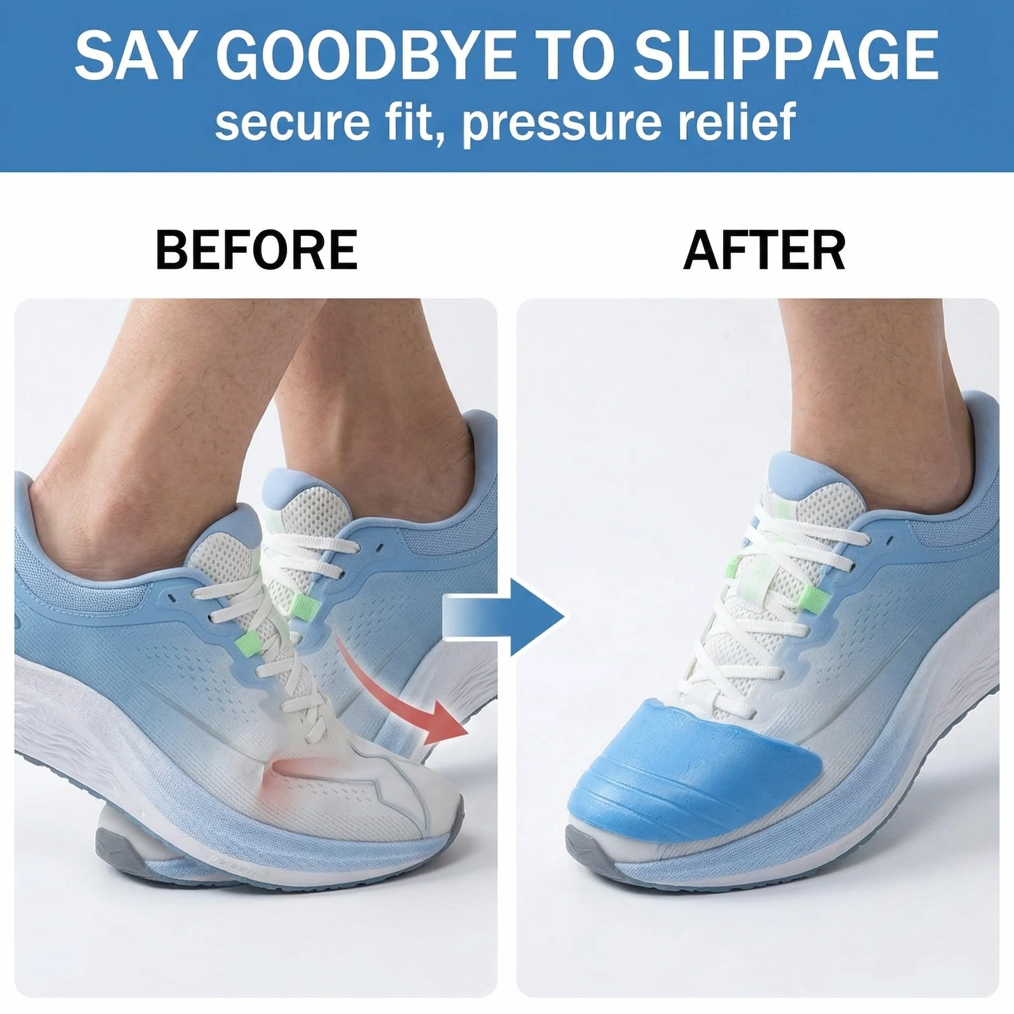 2 Pares de Relleno para Zapatos Grandes Ajustador de Talla de Calzado Reutilizable Almohadillas Suaves para Puntera de Calzado Holgado para Arco Plantar