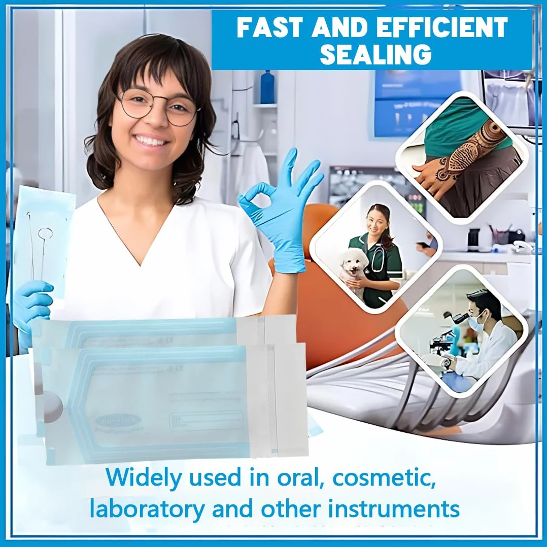 Bolsas de Esterilización Autoadhesivas 130x57 mm Desechables para Herramientas Dentales