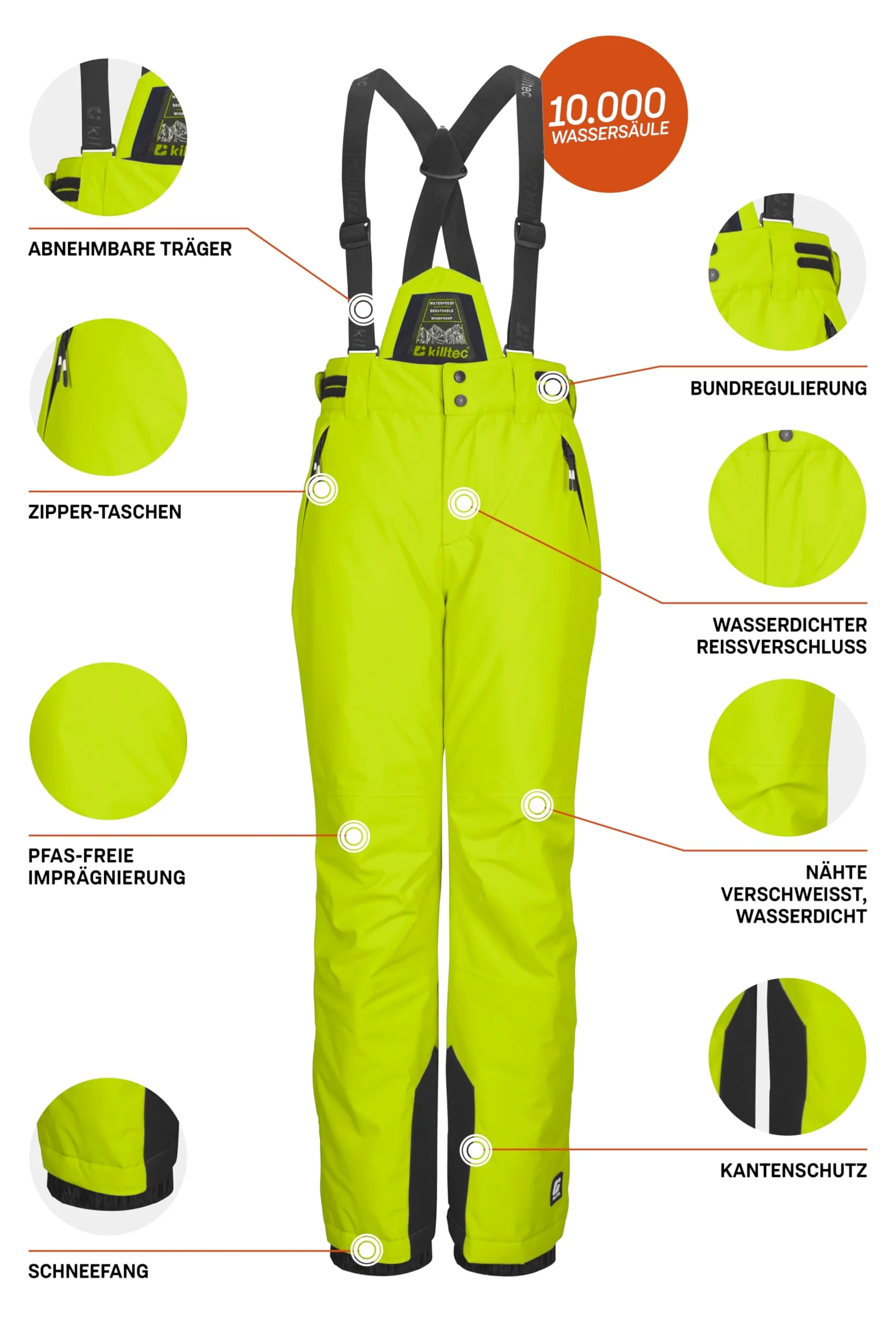 Killtec Ksw 214 Bys Ski Pnts - Pantalones de esquí/Pantalones funcionales con Peto Desmontable, protección de los Bordes y protección contra la Nieve Niños