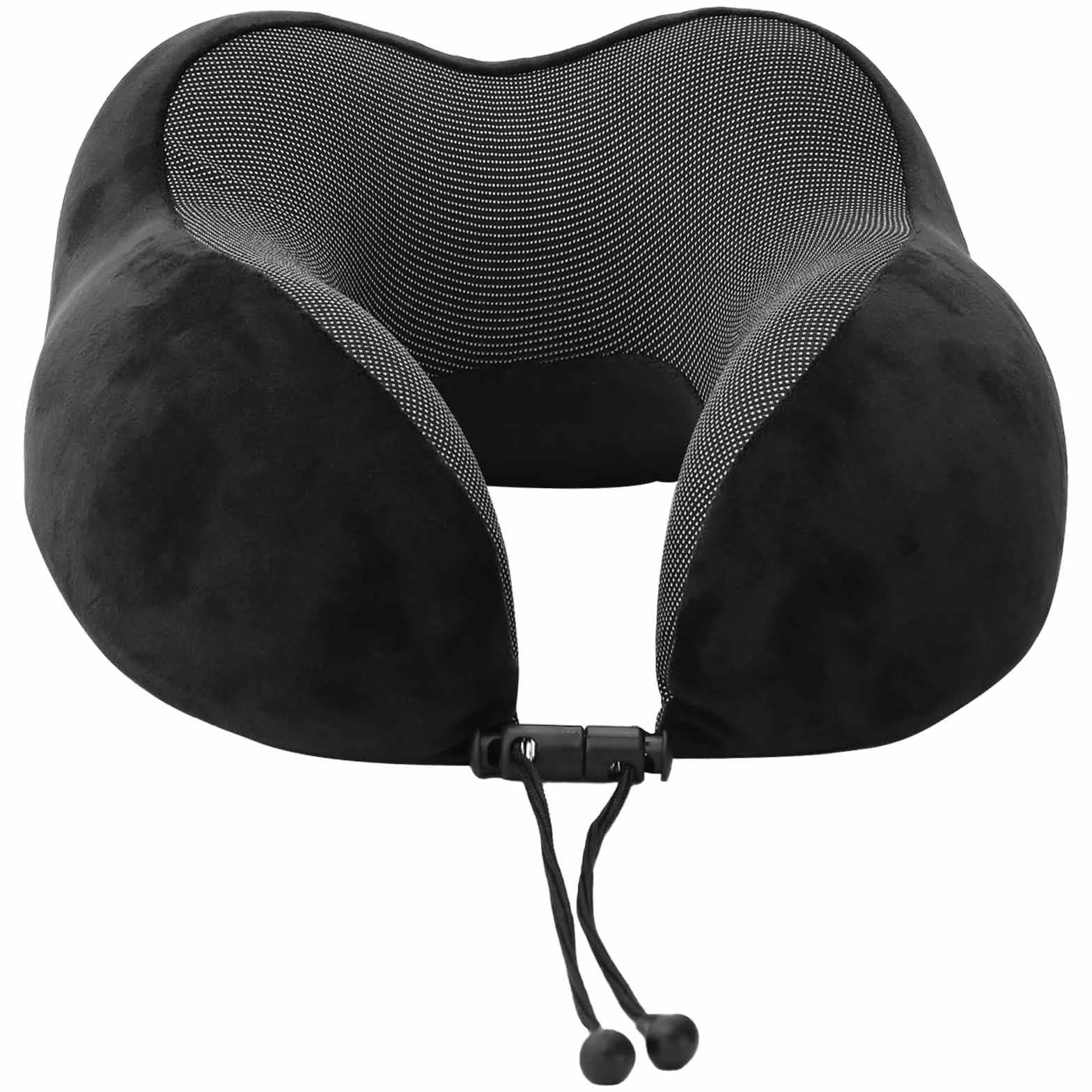 Almohada de viaje para el cuello, color negro, 27 x 26 x 14 cm, espuma viscoelástica con funda extraíble, transpirable, para avión, tren, coche, viajes, comodidad