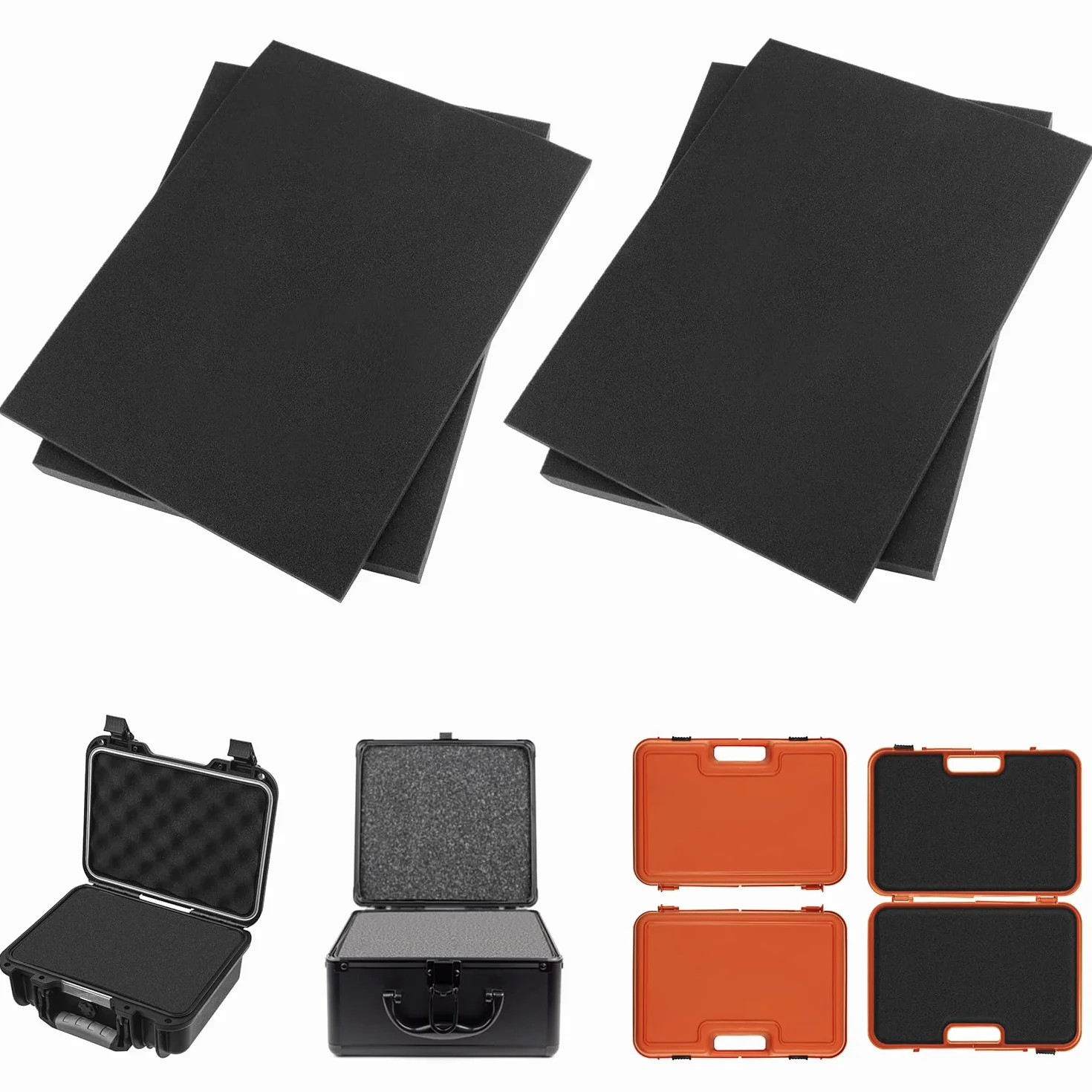 QWORK® espuma precortada 400 x 300 x 25 mm + 400 x 300 x 10 mm 4 piezas para herramientas