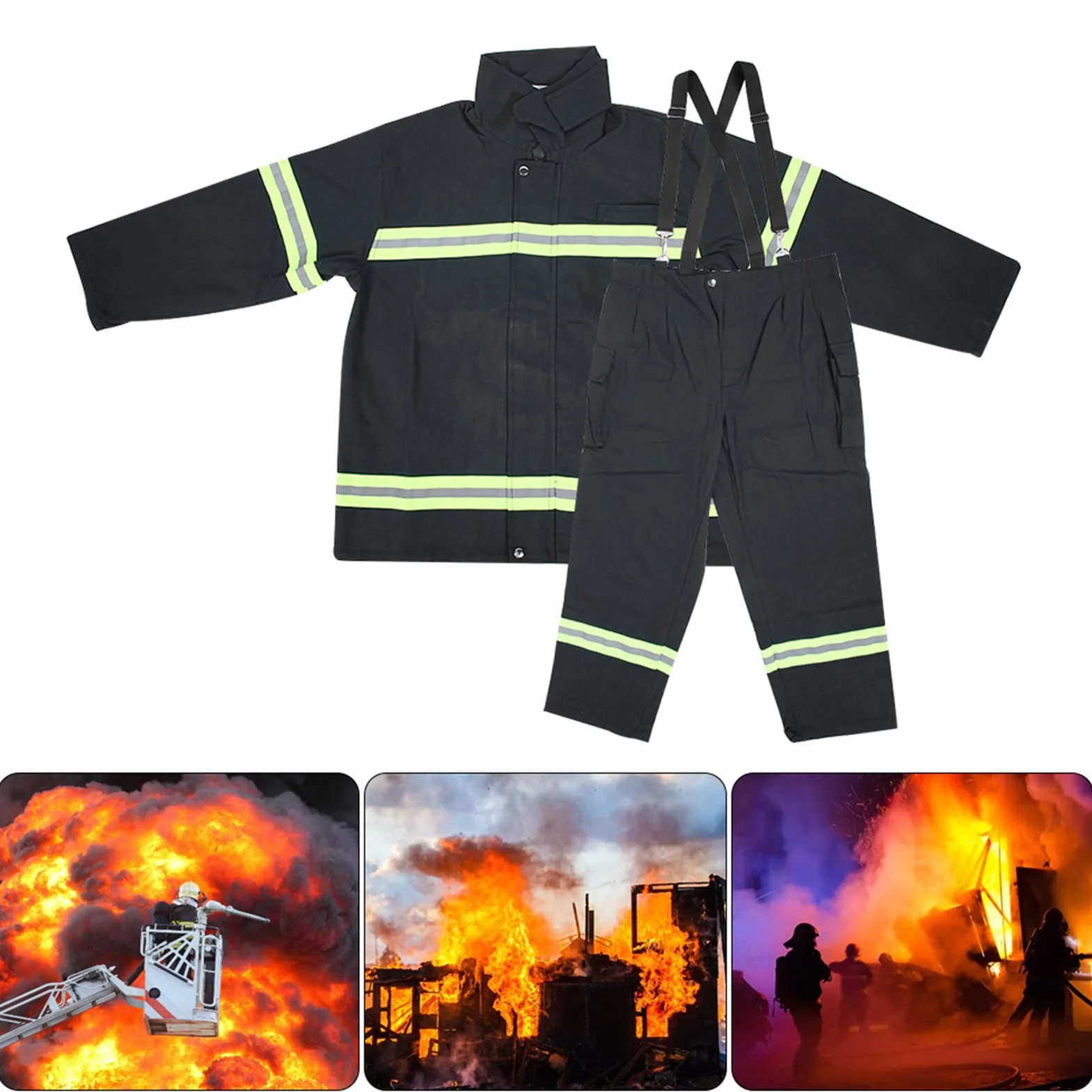 KIMISS Ropa Ignífuga Bomberos Prueba de Calor Protección Gsm Abridor Puerta Interruptor Relé Ignífugo Abrigo Reflectante Pantalones XL