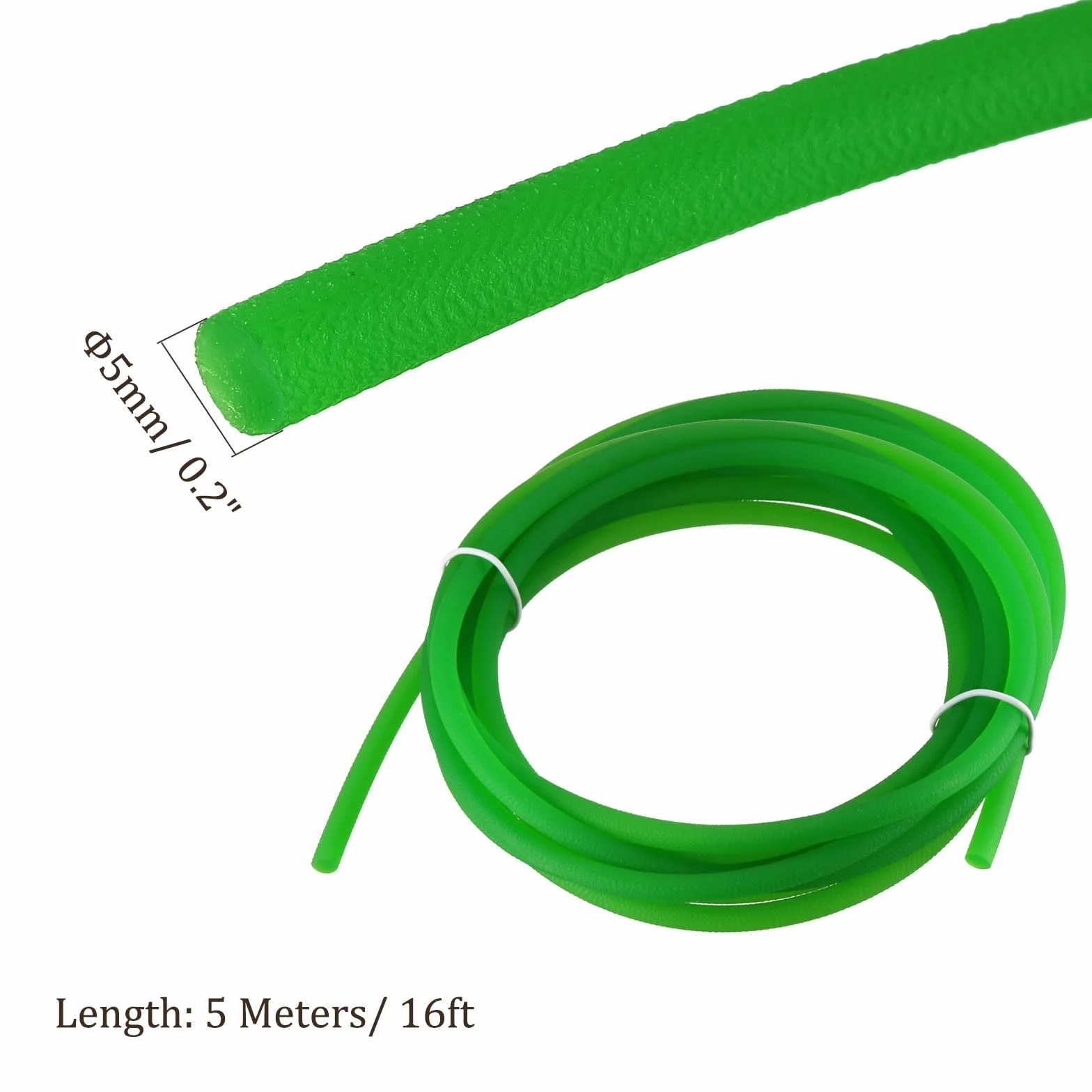Correa Redonda de Uretano 5m x 5mm - Correa de Transmisión de PU para Accionamiento, Verde