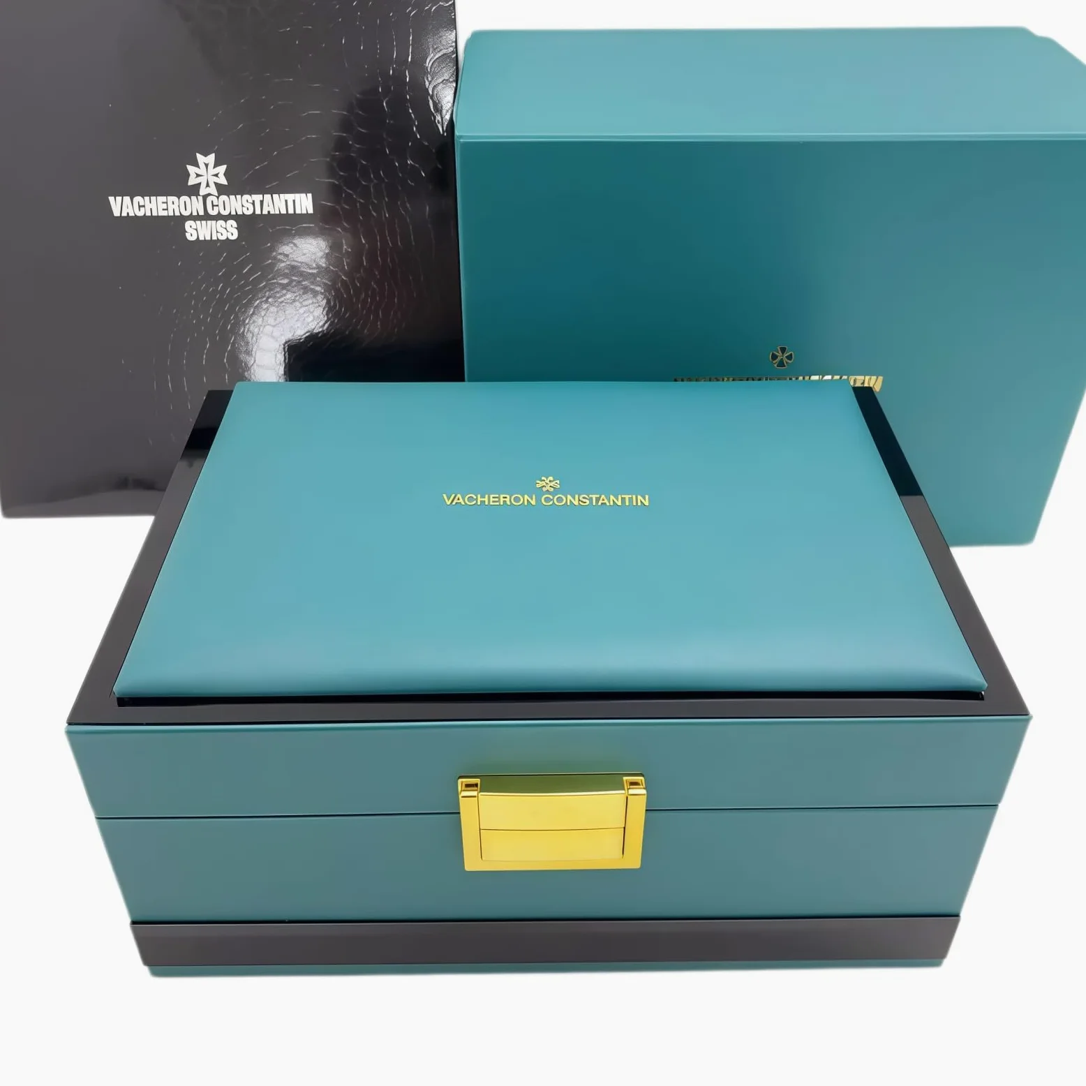 Caja Presentación Reloj Texturizada Verde Profundo Colección Organizador Forro Suave Estuche Protector 24.5cm Set para Vacheron Constantin