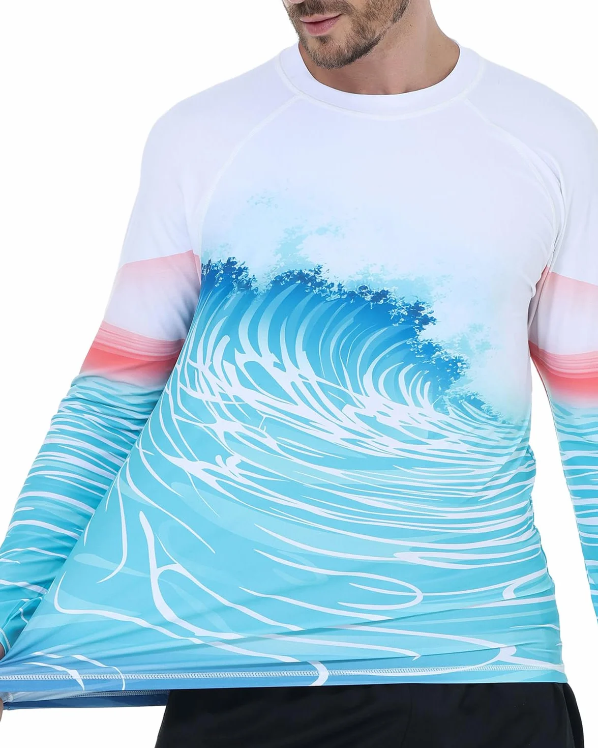 VAYAGER Camisetas de baño para Hombre UPF 50+ Rash Guard Manga Larga Protección UV Pesca